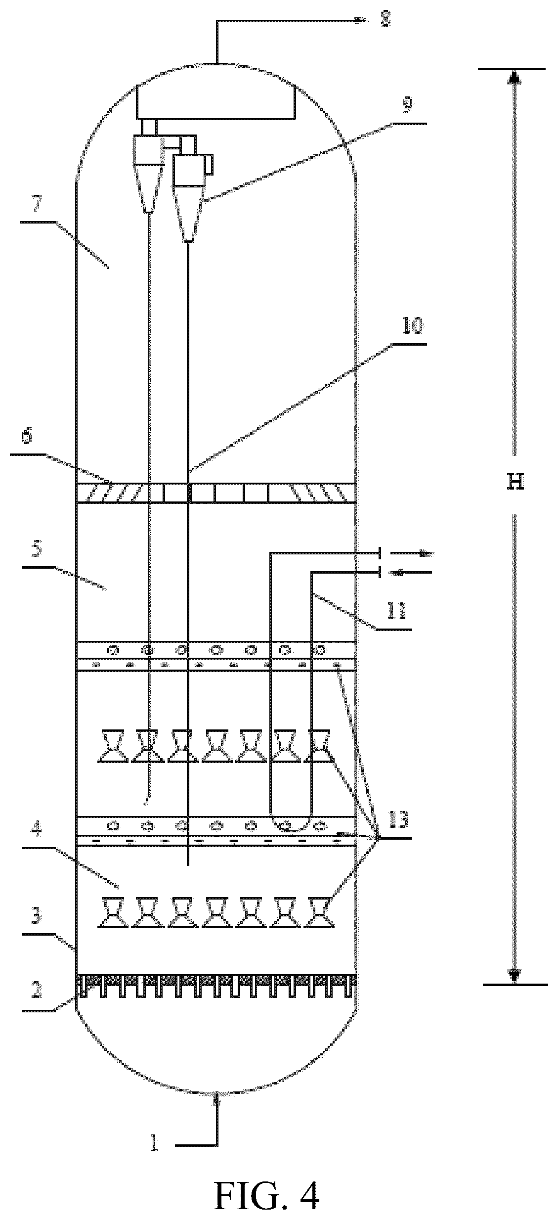 Patent US12098114 Figure 3 – Double-trapezoid structural member, fluidized apparatus and nitro compound hydrogenation reaction process
