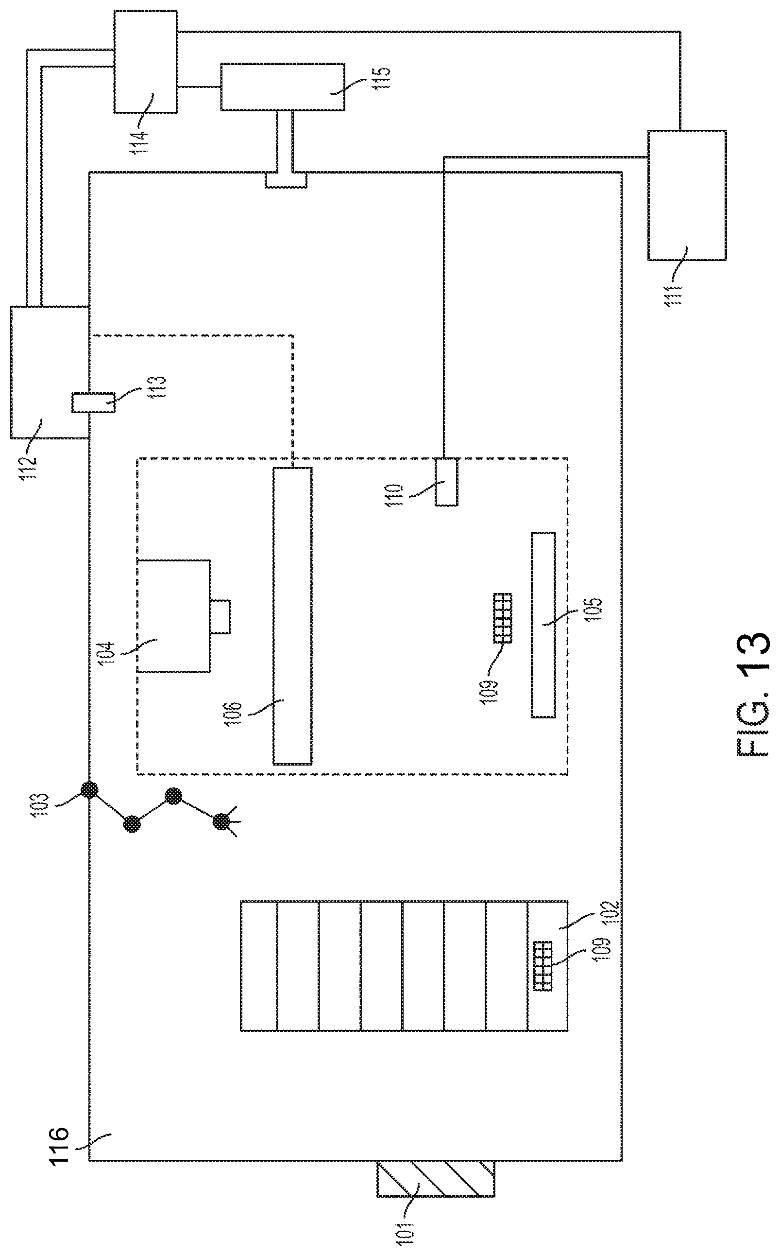 Patent US12098358 Figure 13 – Automated incubator with robotic transport