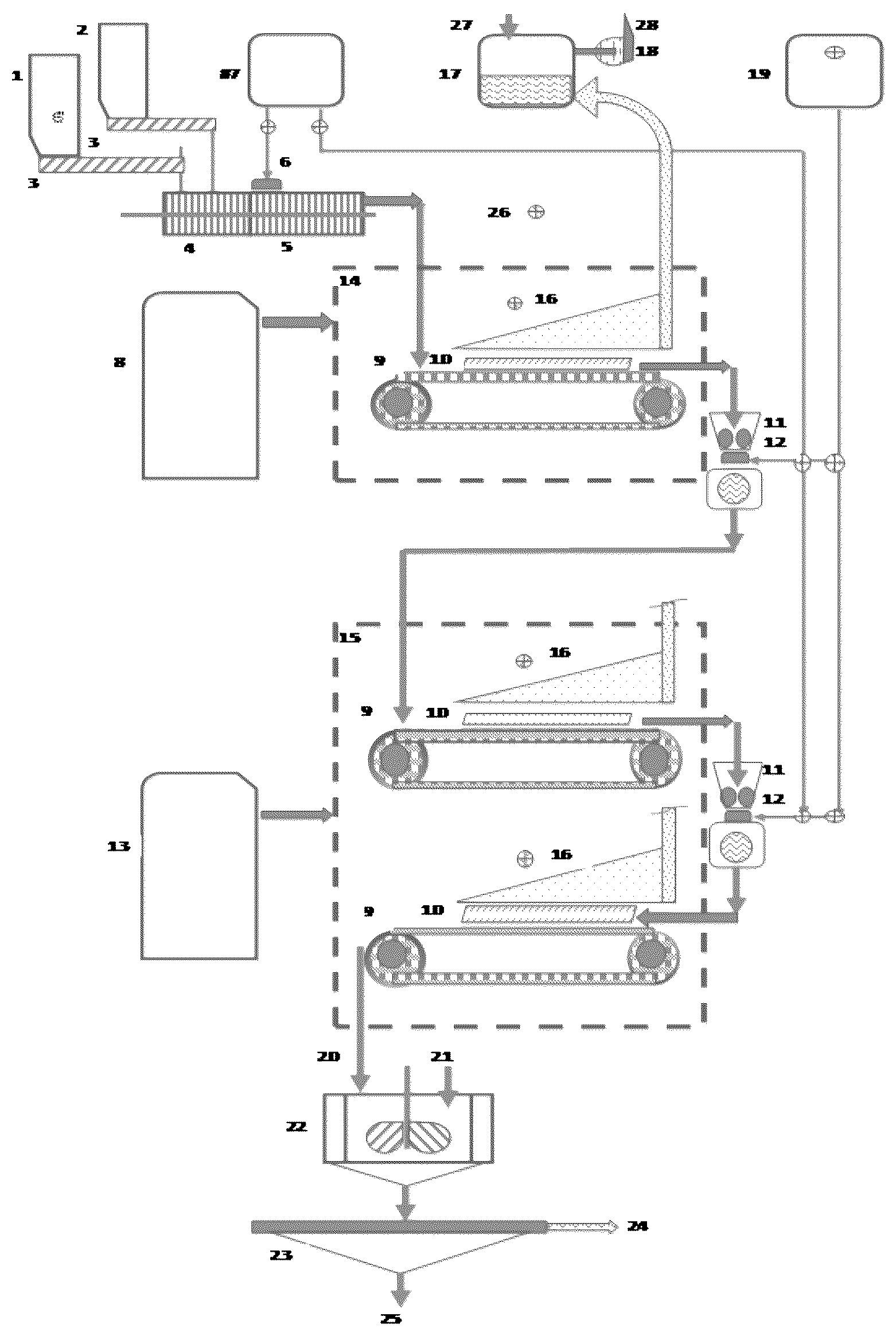 Patent US12098443 Figure 1 – System and method for solubilising in an aqueous medium elements contained in a sulfide ore concentrate