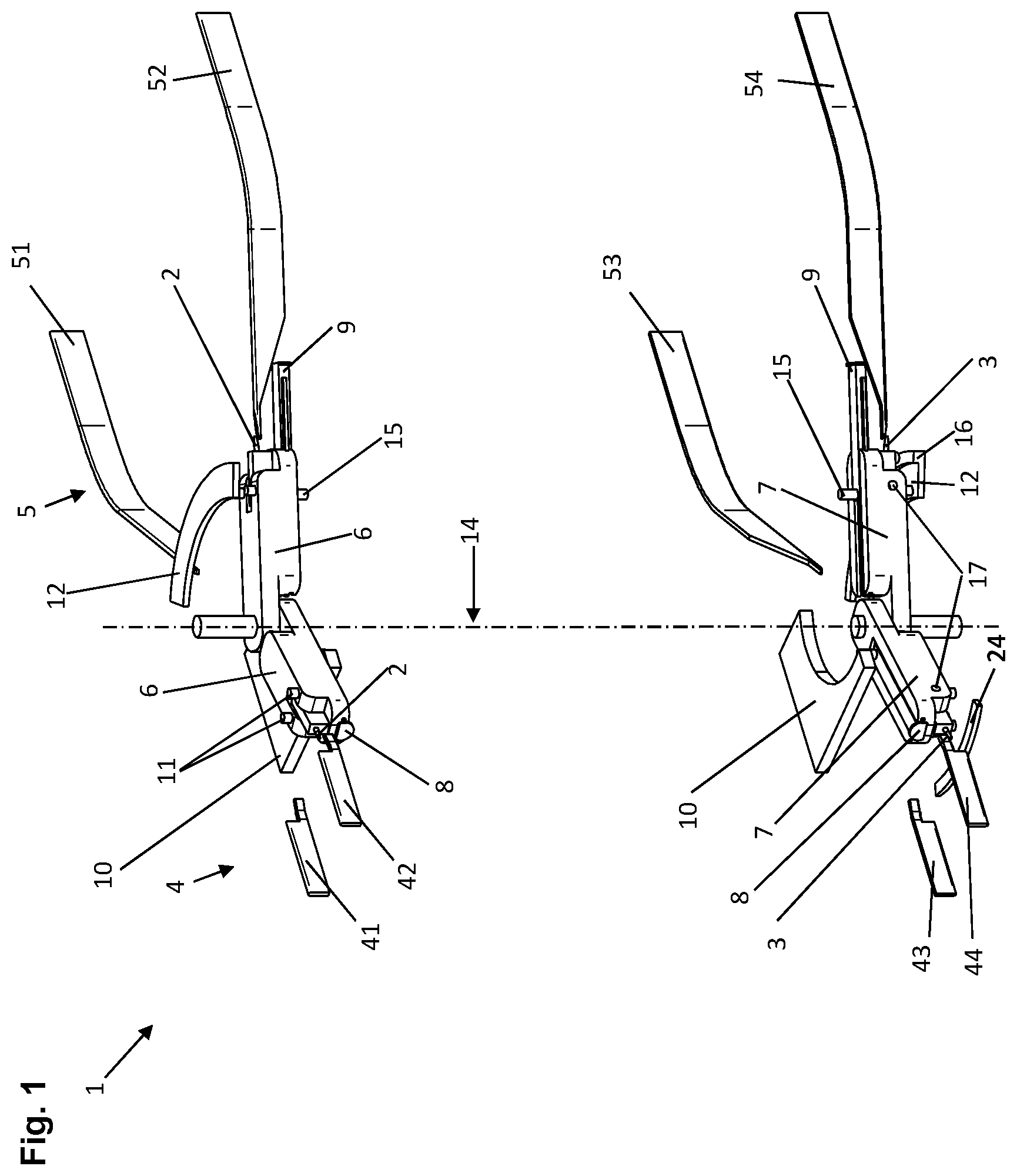 Patent US12098486 Figure 1 – Device and method for handling harness elements