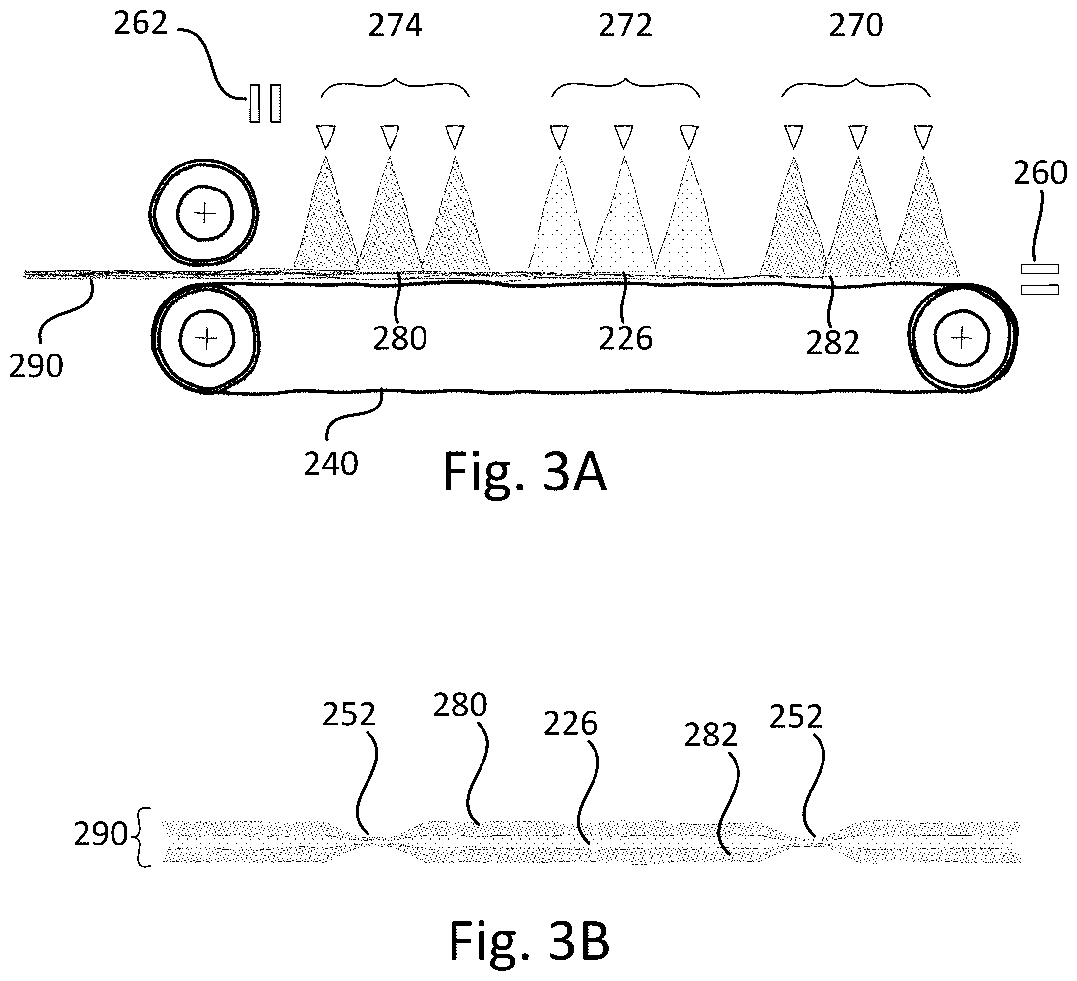 Patent US12098488 Figure 4 – Multilayered nonwoven fabric containing submicron fibers, a method of manufacture, an apparatus, and articles made from multilayered nonwoven fabrics