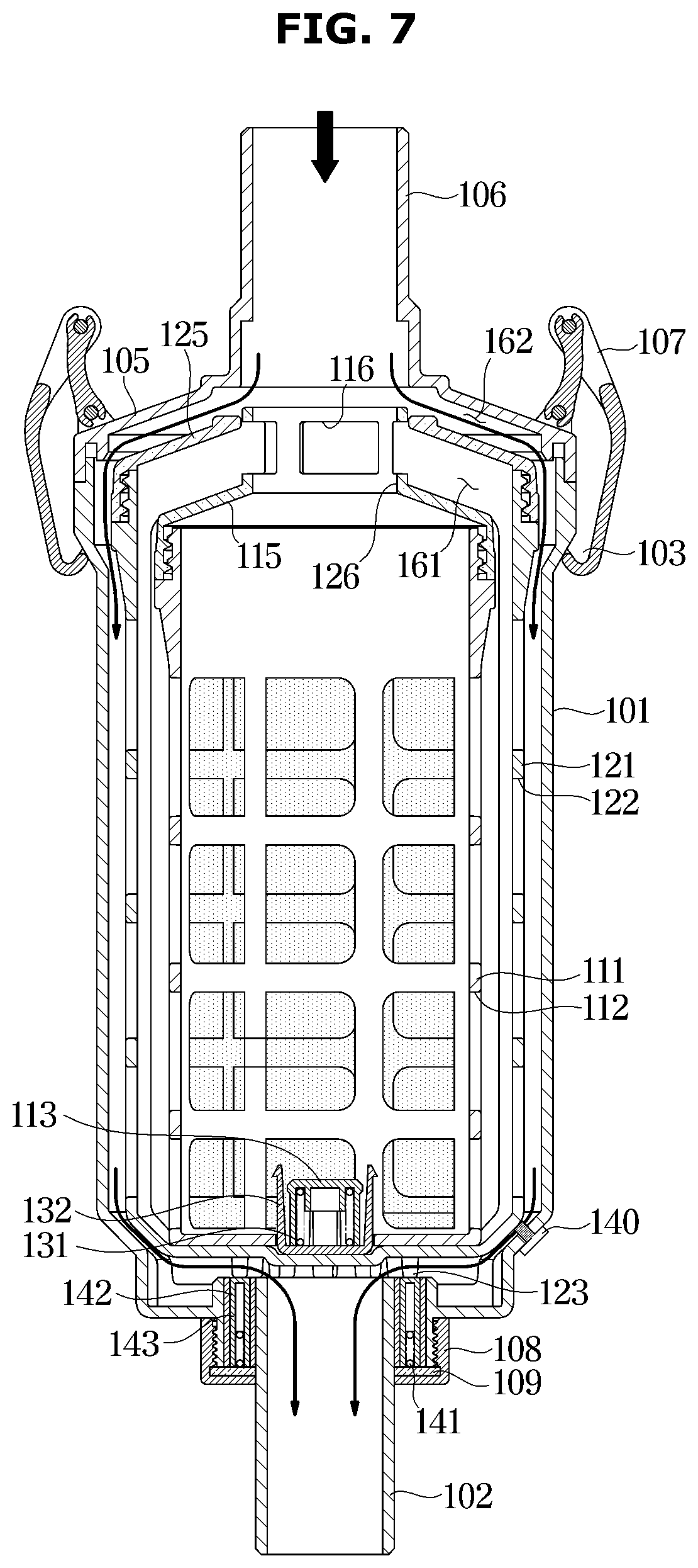 Patent US12098493 Figure 7 – Filter device and washing machine having same