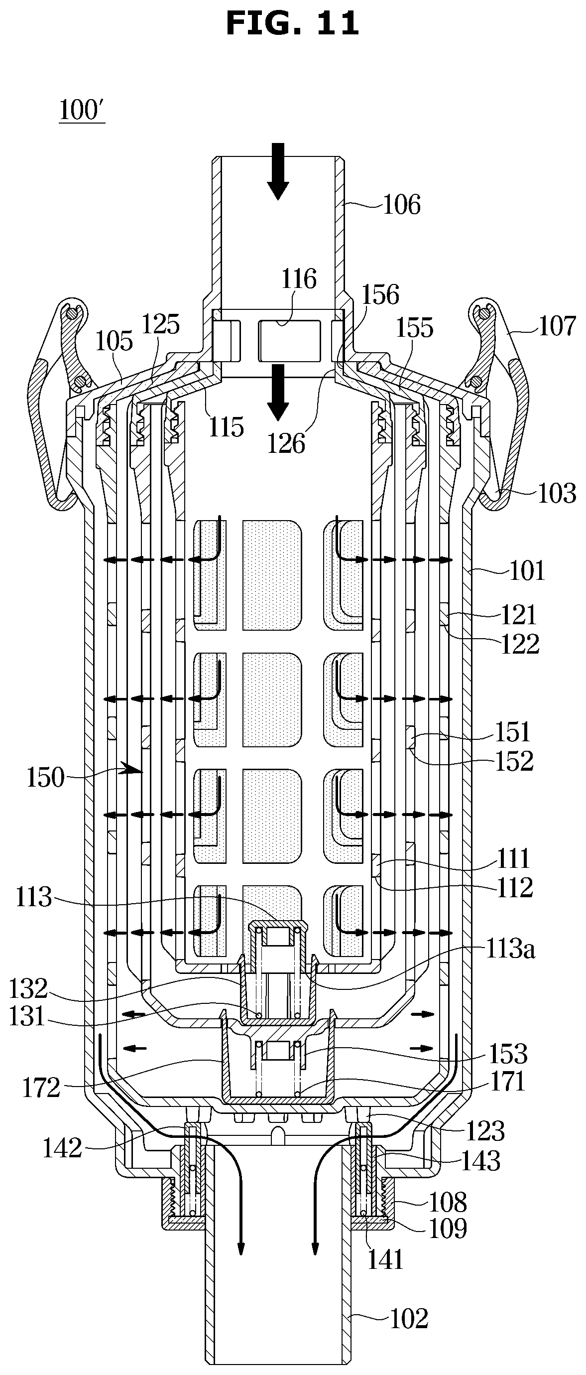 Patent US12098493 Figure 11 – Filter device and washing machine having same