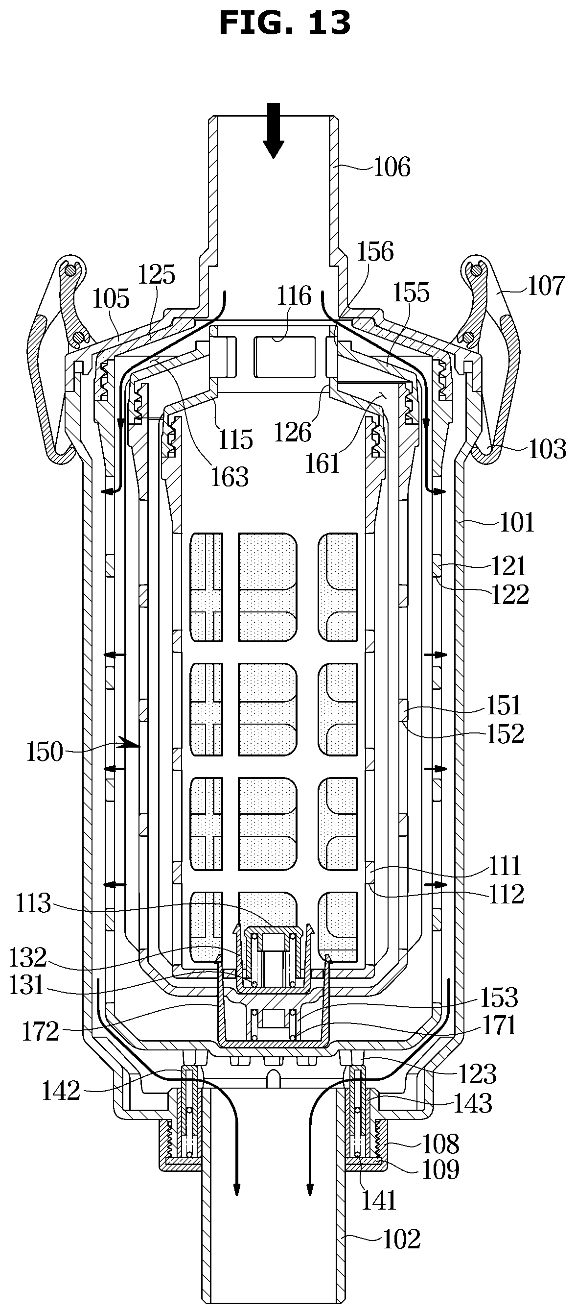 Patent US12098493 Figure 13 – Filter device and washing machine having same