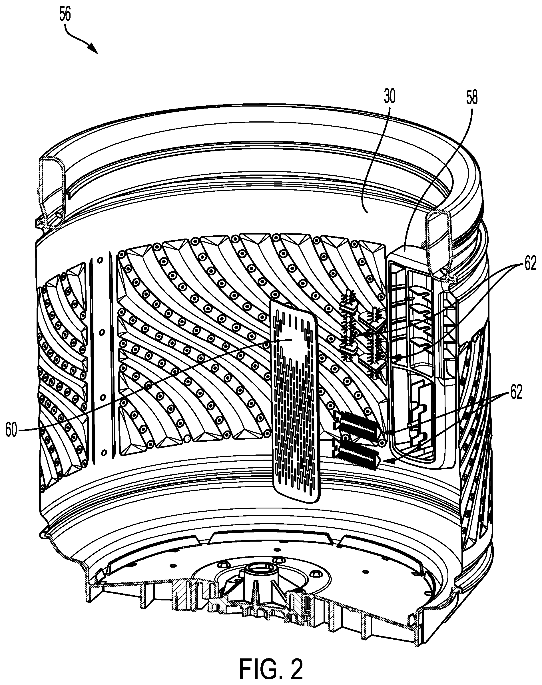 Patent US12098494 Figure 2 – Vertical axis washer standalone filter