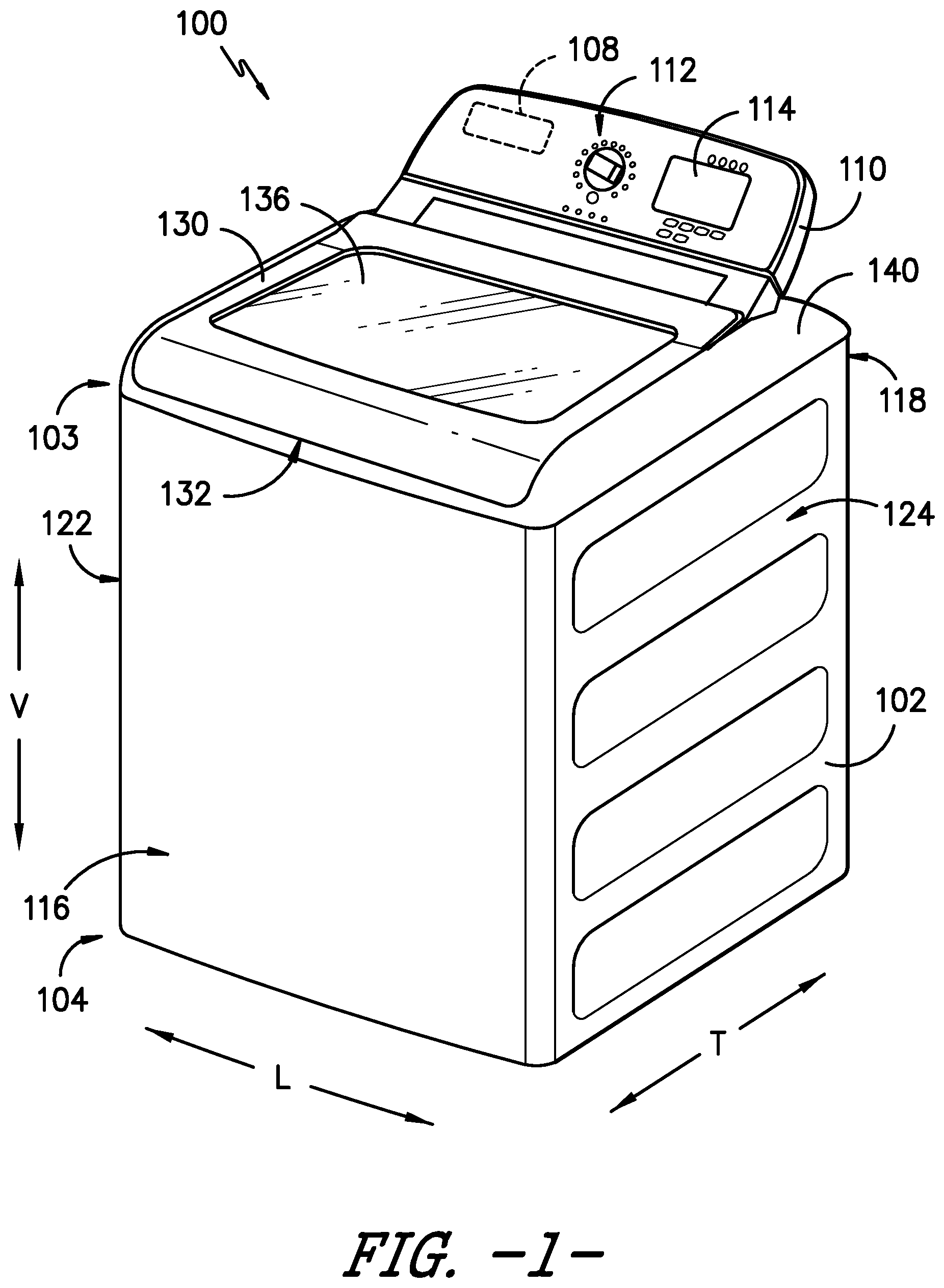 Patent US12098495 Figure 1 – Mechanism for articulating washing machine appliances