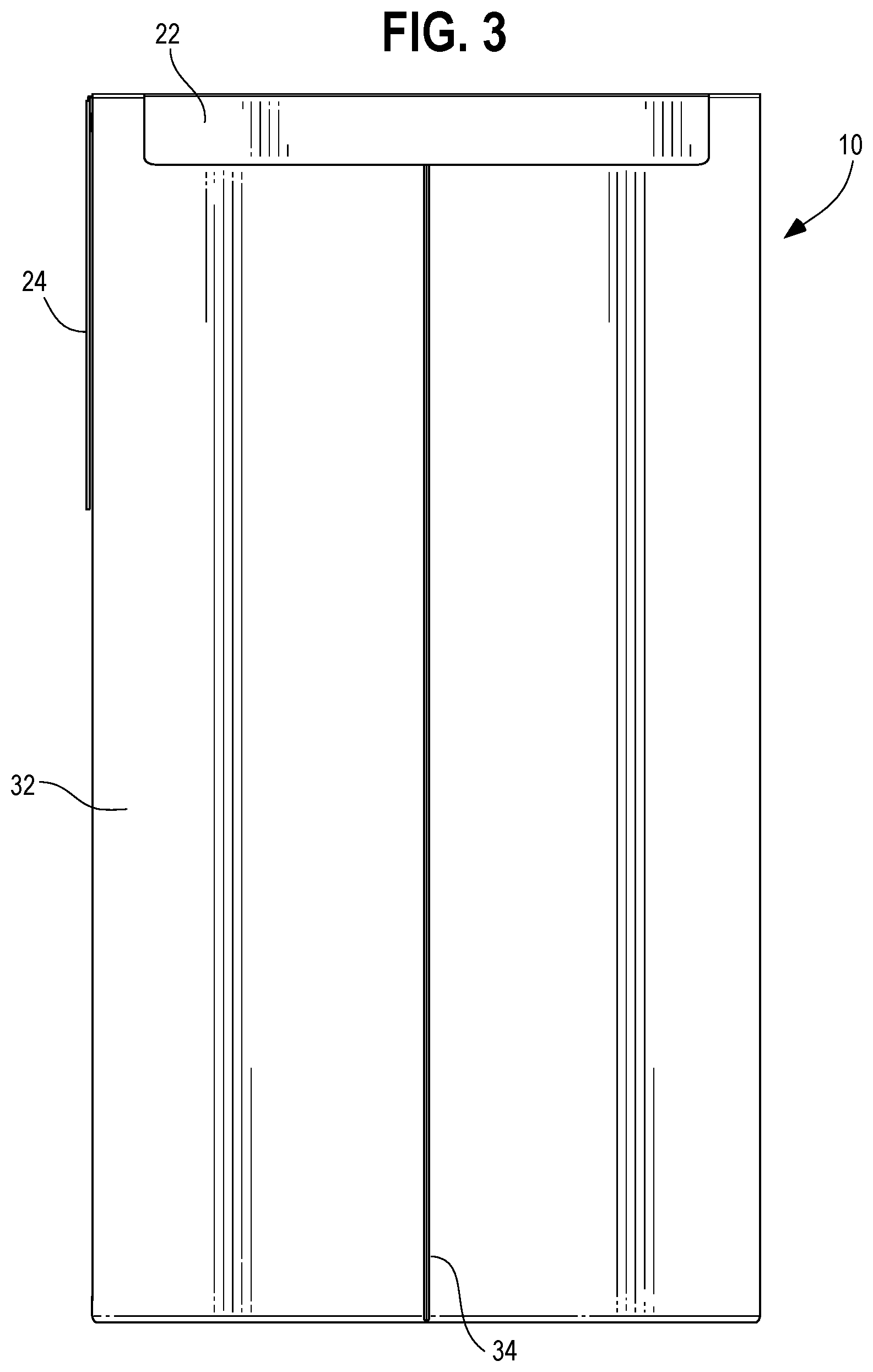 Patent US12098498 Figure 3 – Collapsible hamper with swinging lid