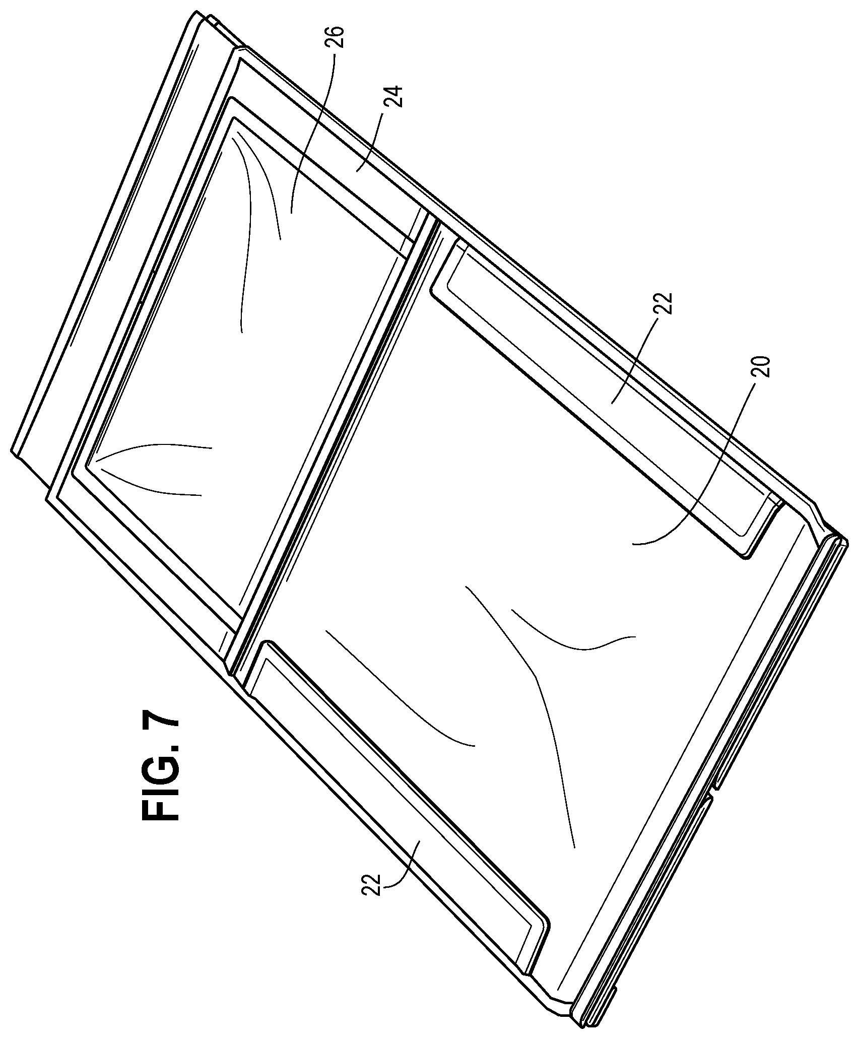Patent US12098498 Figure 6 – Collapsible hamper with swinging lid
