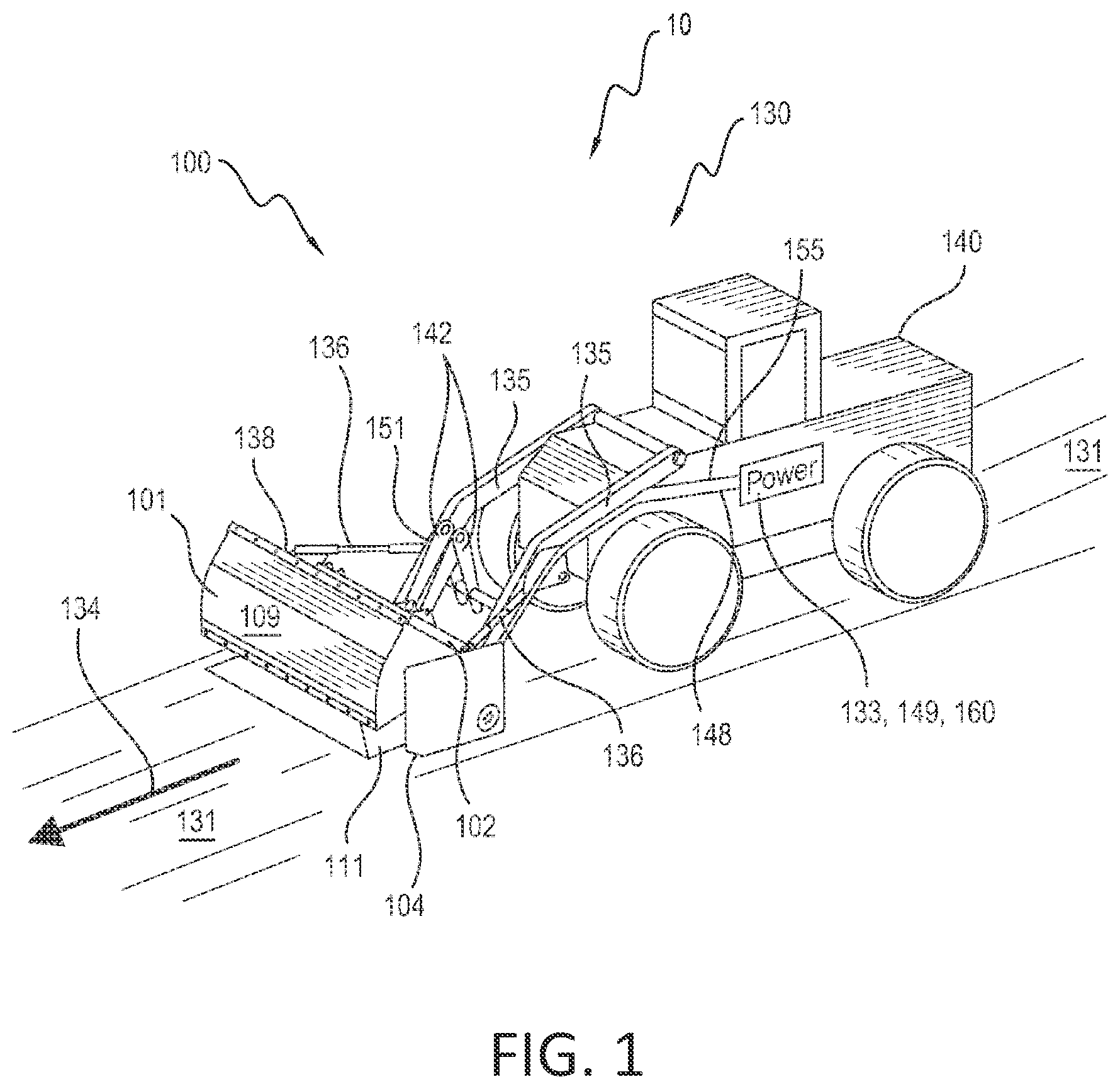 Patent US12098513 — Material handling bucket apparatus and method for handling application material with a loader — Figure 1