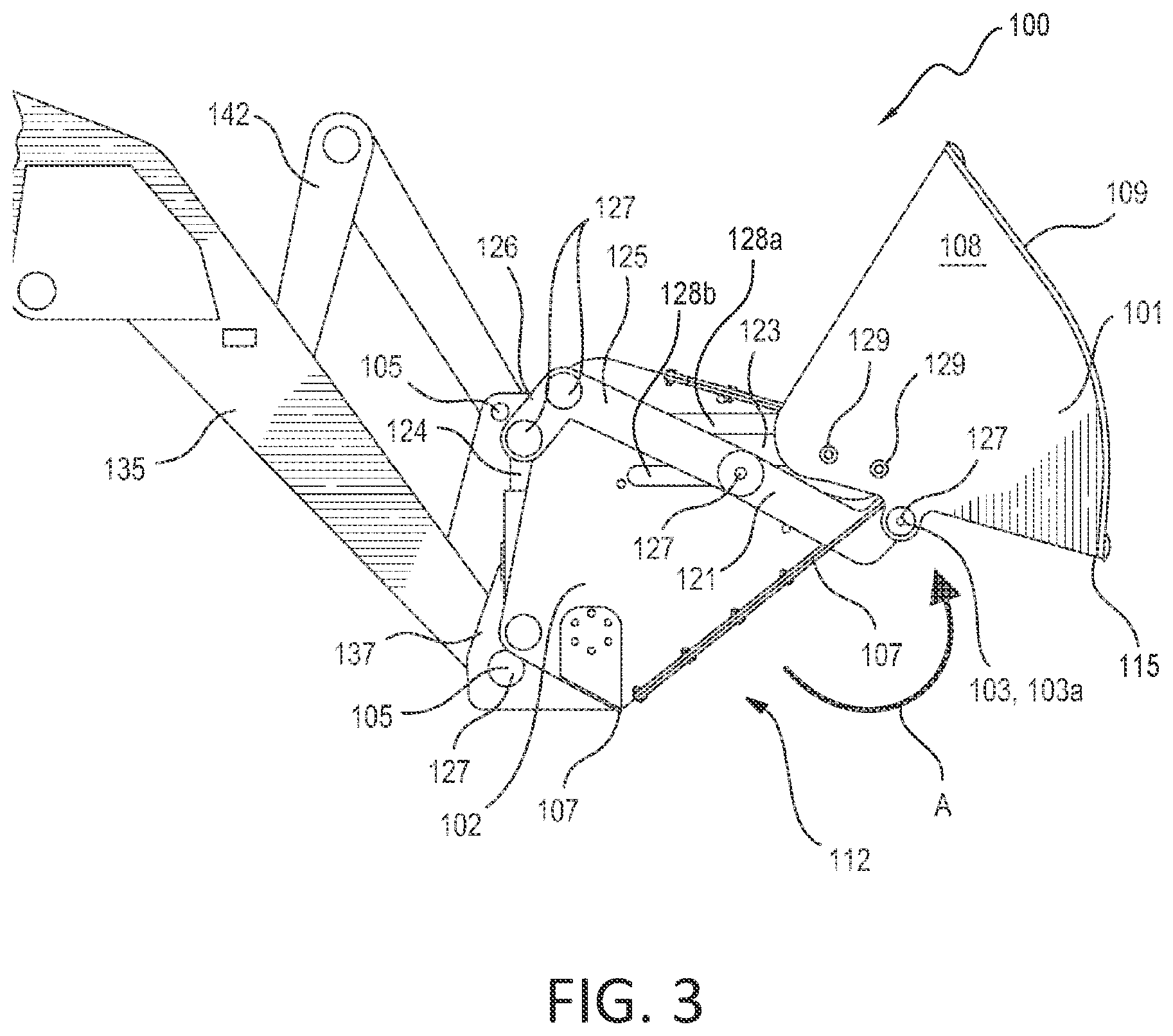 Patent US12098513 Figure 3 – Material handling bucket apparatus and method for handling application material with a loader