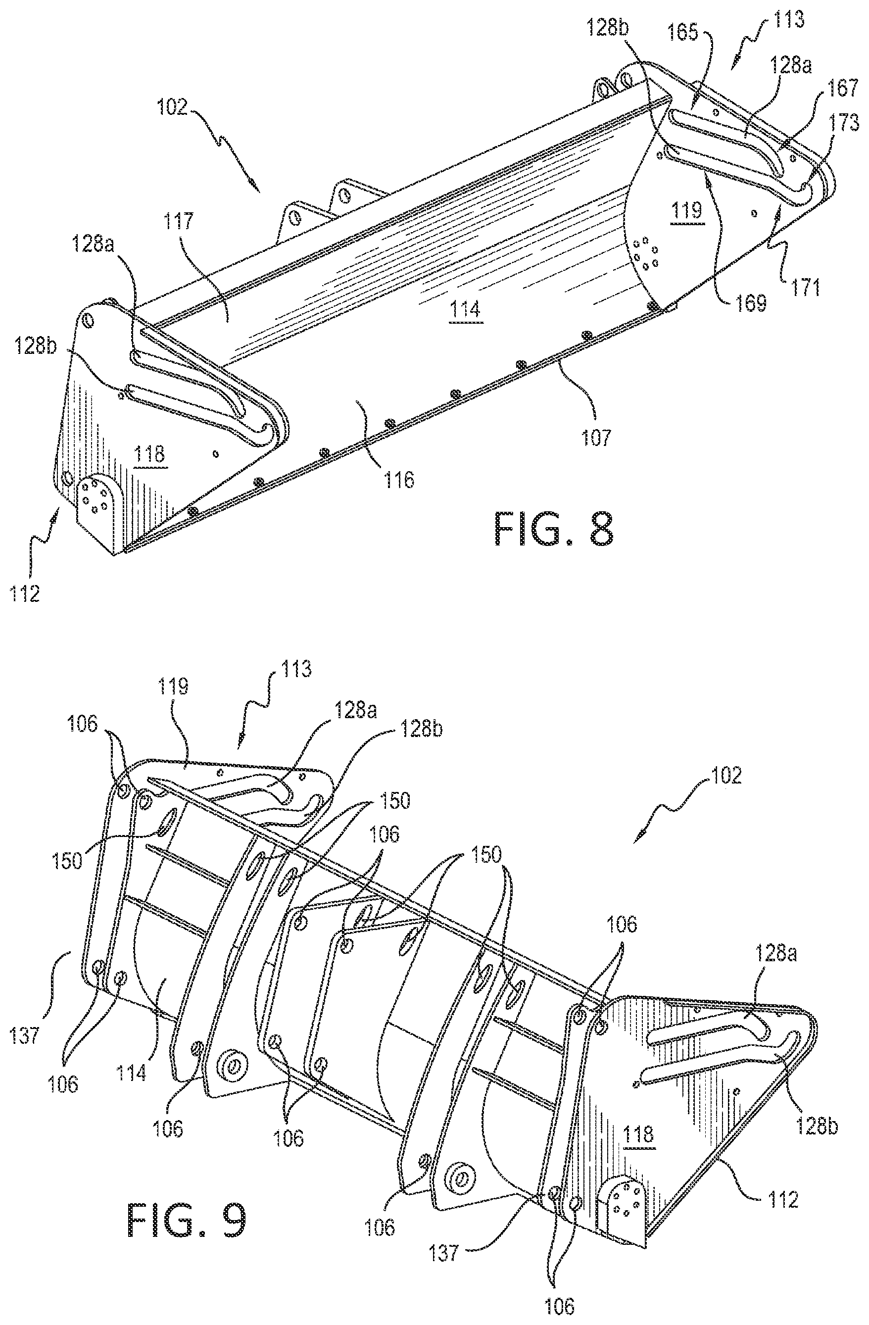 Patent US12098513 Figure 7 – Material handling bucket apparatus and method for handling application material with a loader