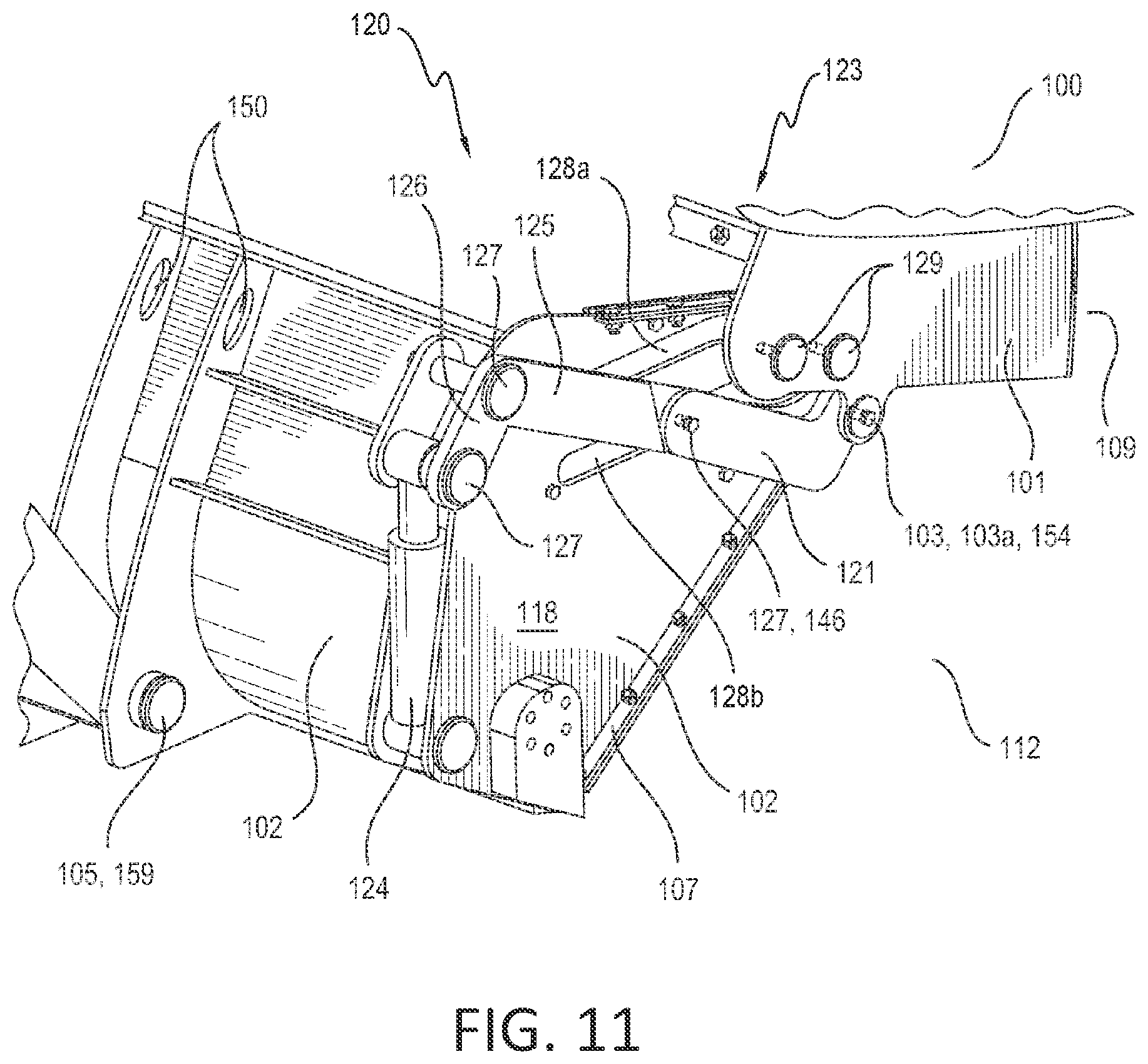 Patent US12098513 Figure 9 – Material handling bucket apparatus and method for handling application material with a loader