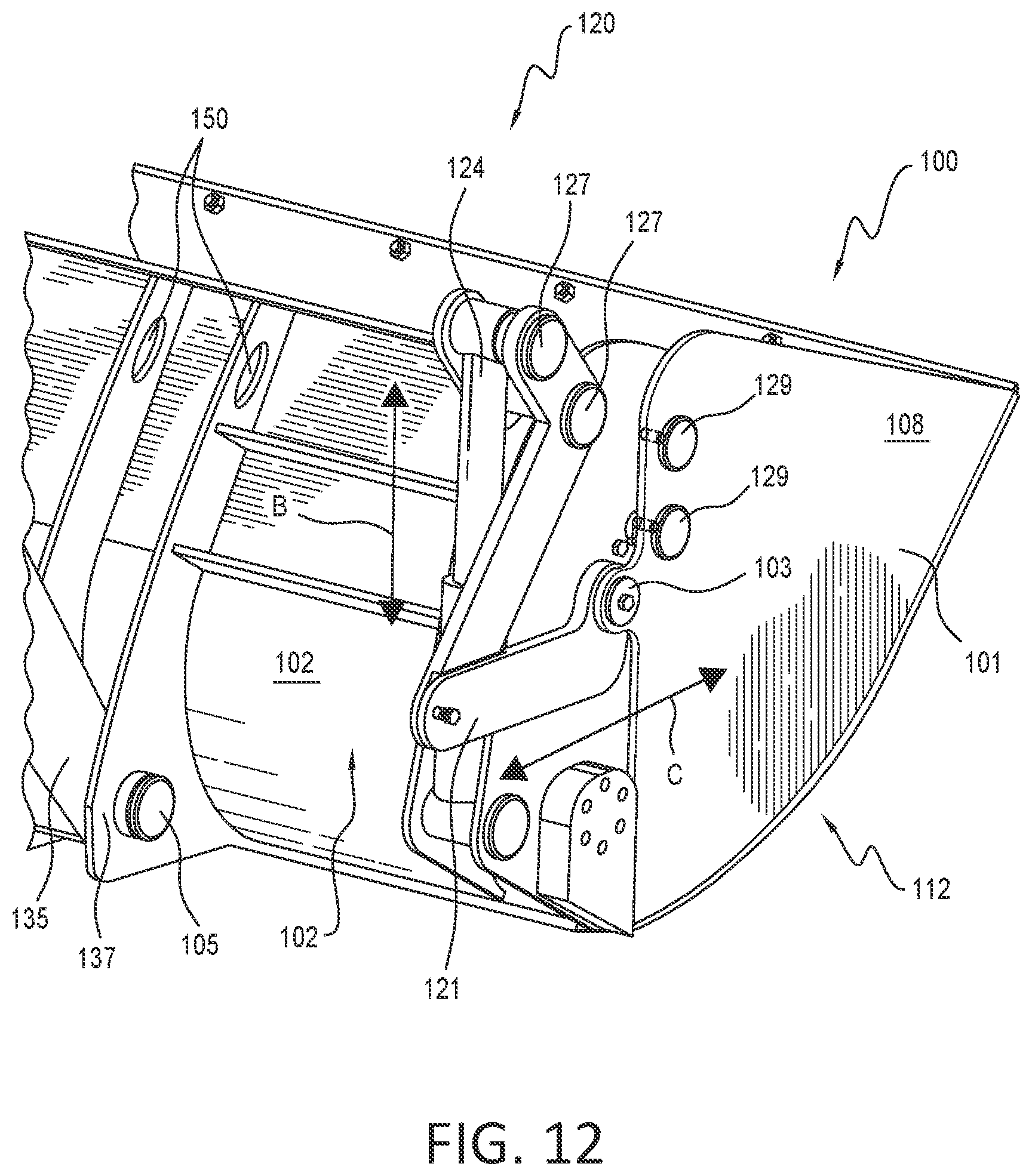 Patent US12098513 Figure 10 – Material handling bucket apparatus and method for handling application material with a loader