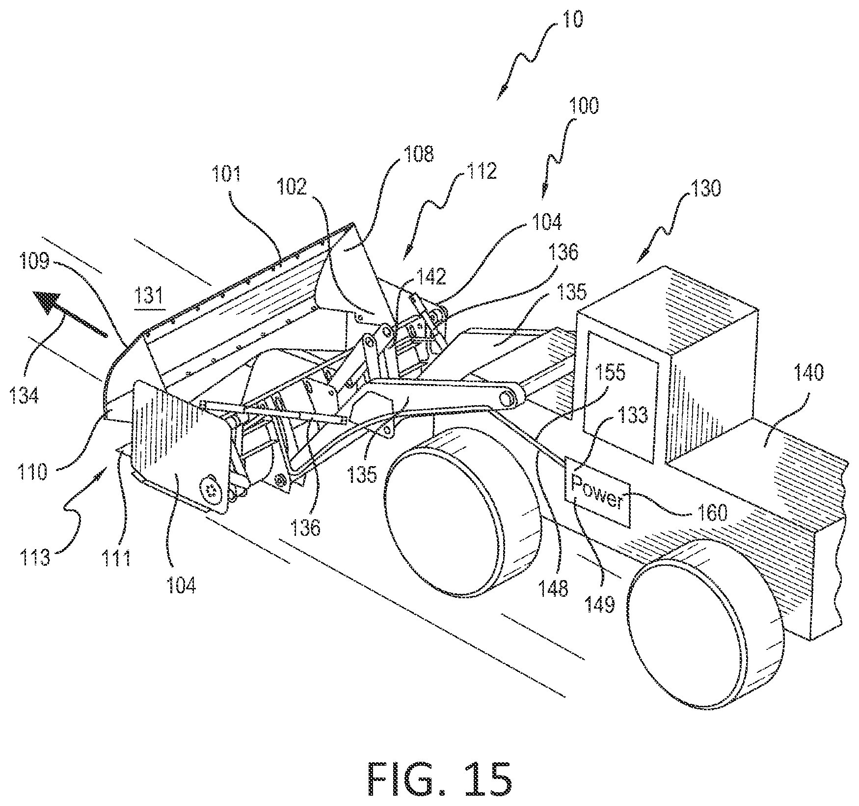 Patent US12098513 Figure 13 – Material handling bucket apparatus and method for handling application material with a loader