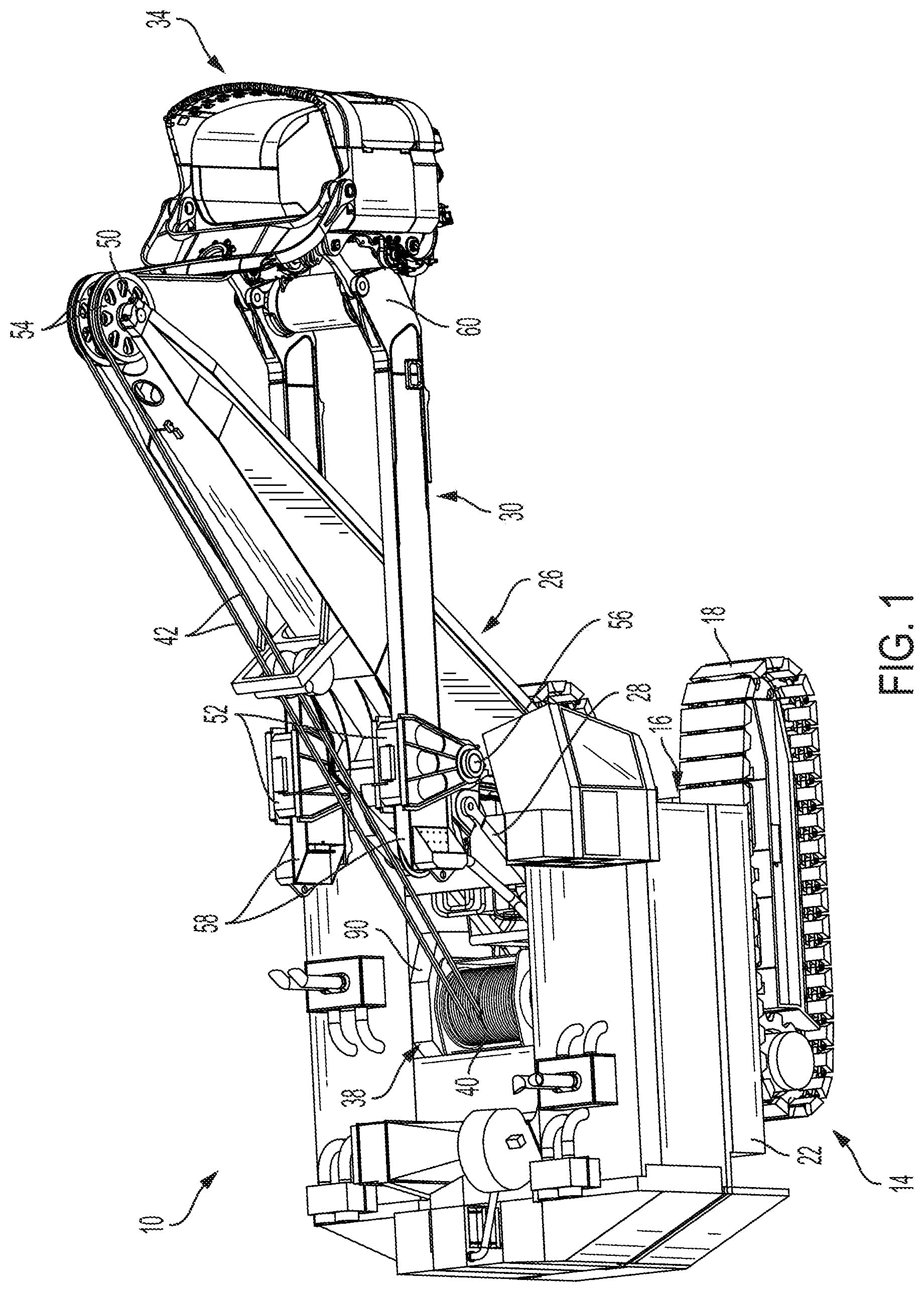 Patent US12098514 Figure 1 – Support system for hoist system