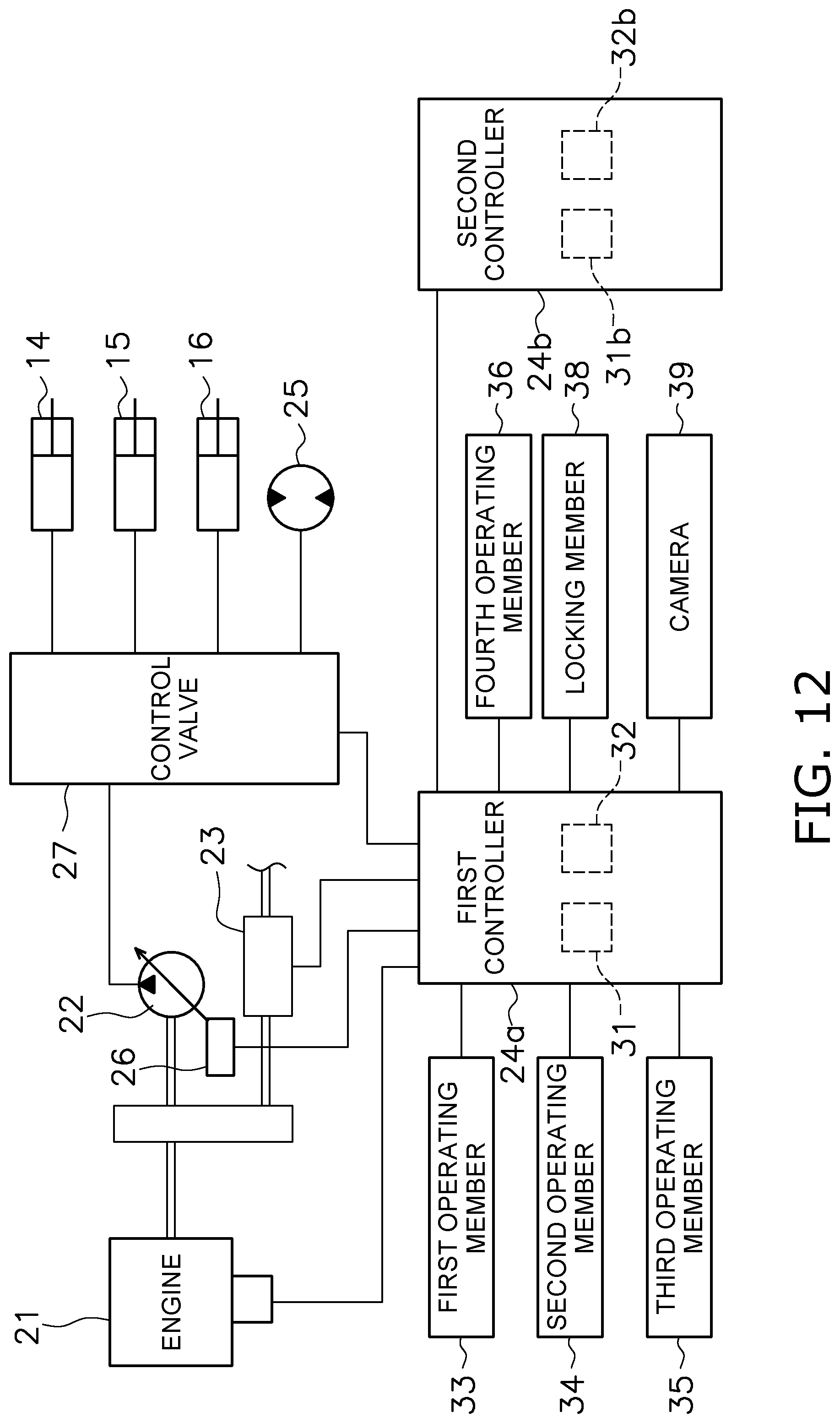 Patent US12098519 Figure 12 – System and control method for preventing erroneous operation of work machine, and excavator
