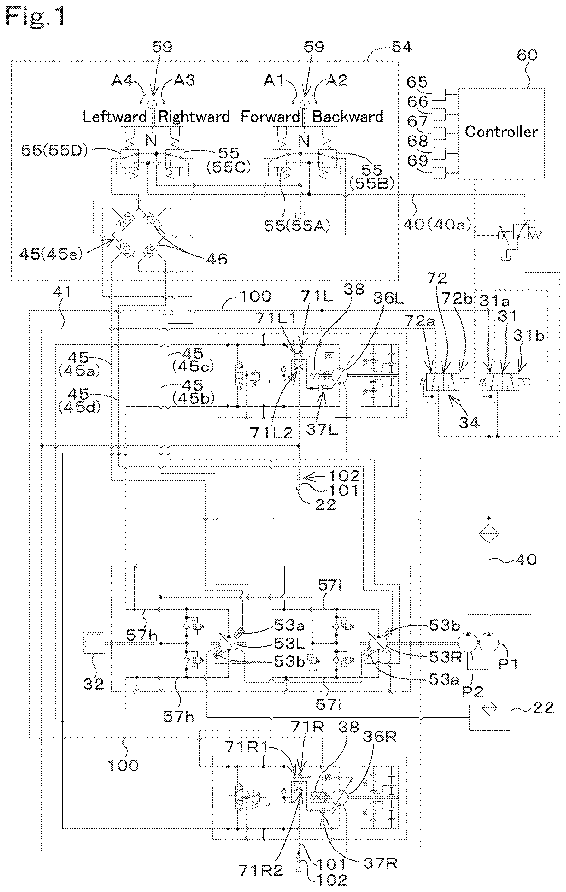 Patent US12098524 Figure 1 – Working machine