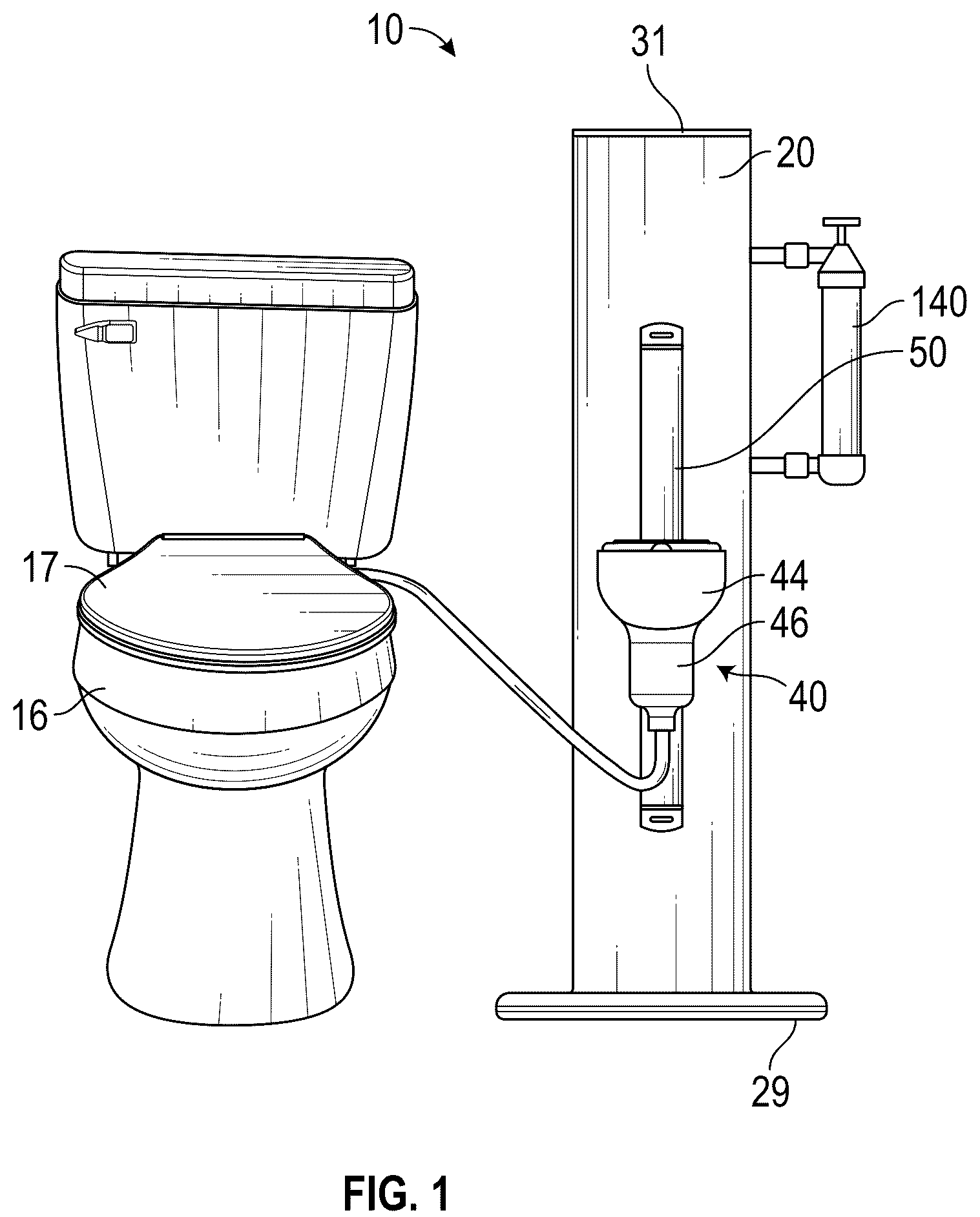 Patent US12098532 Figure 1 – Portable personal urinal