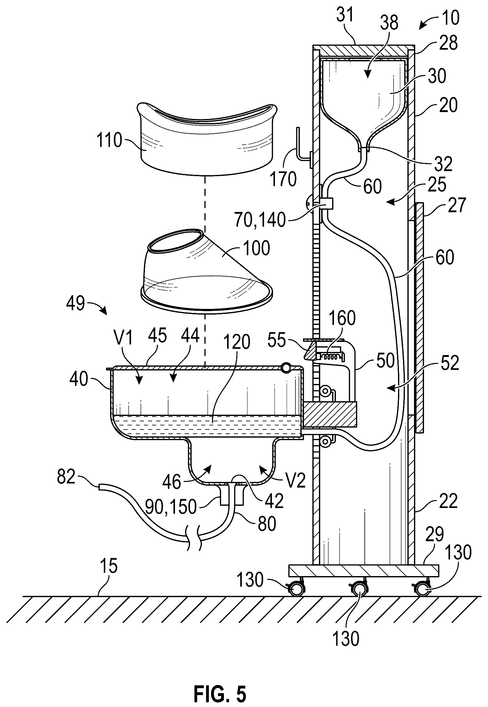 Patent US12098532 Figure 4 – Portable personal urinal