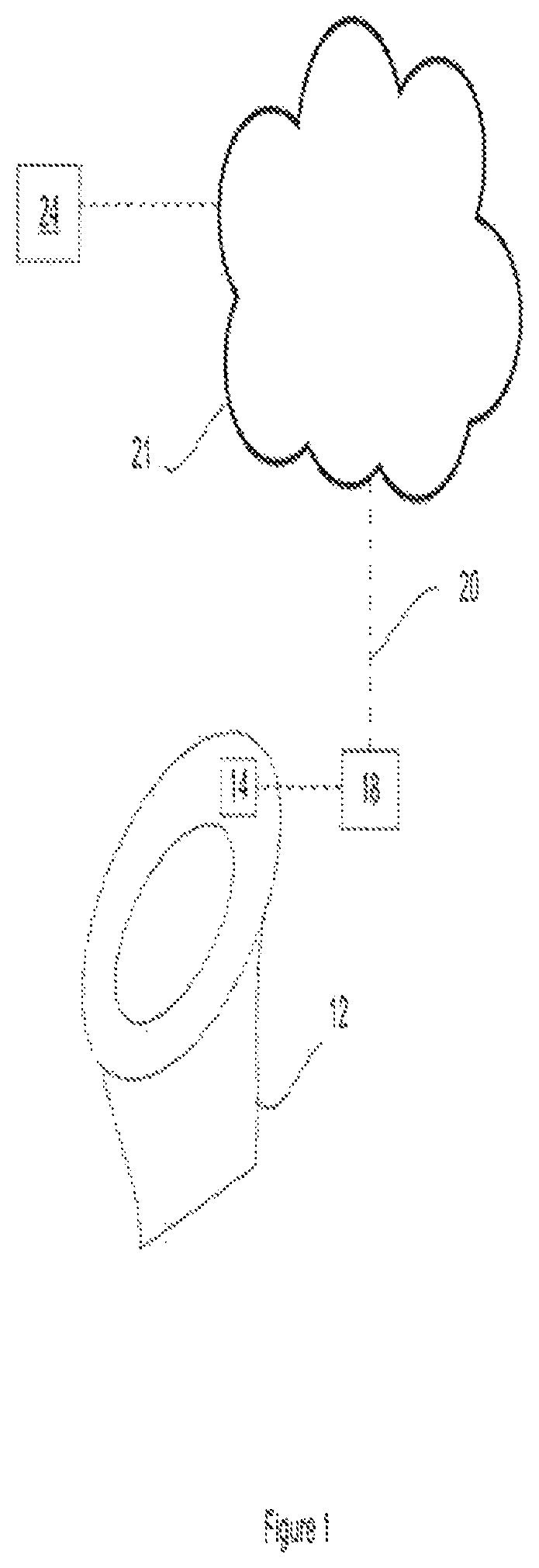 Patent US12098535 Figure 1 – Apparatus, system and method for connecting to, monitoring and controlling bodily waste receptacles