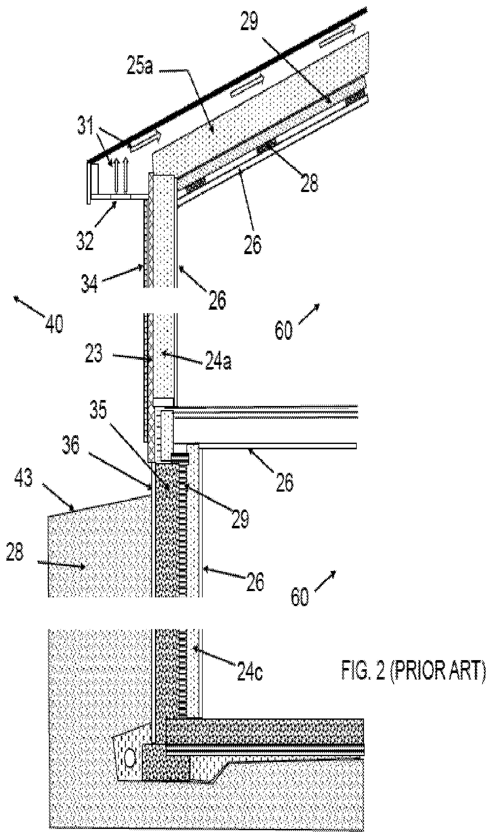 Patent US12098543 Figure 2 – Apparatus and method for exposed insulated wallboard