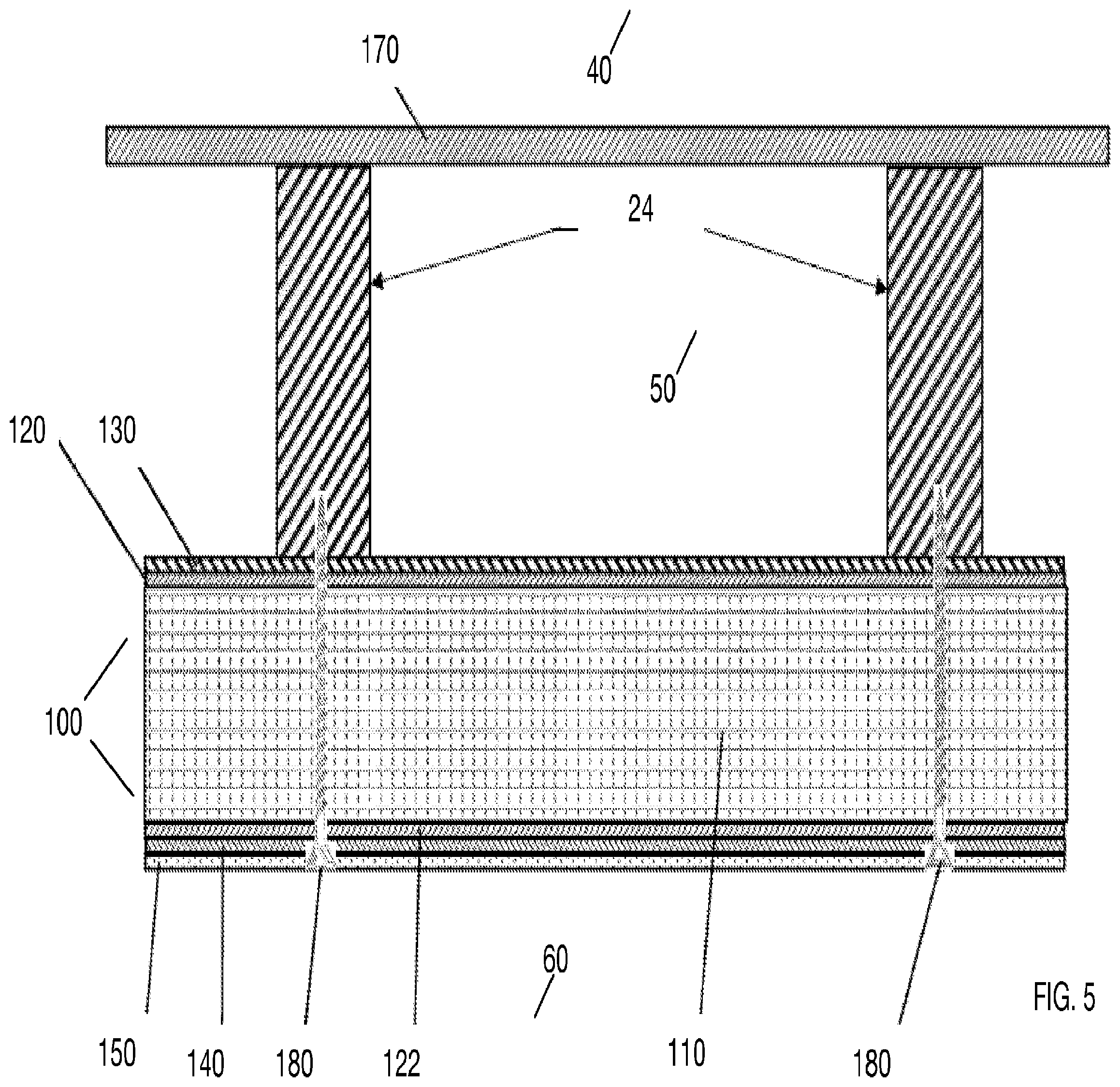 Patent US12098543 Figure 5 – Apparatus and method for exposed insulated wallboard