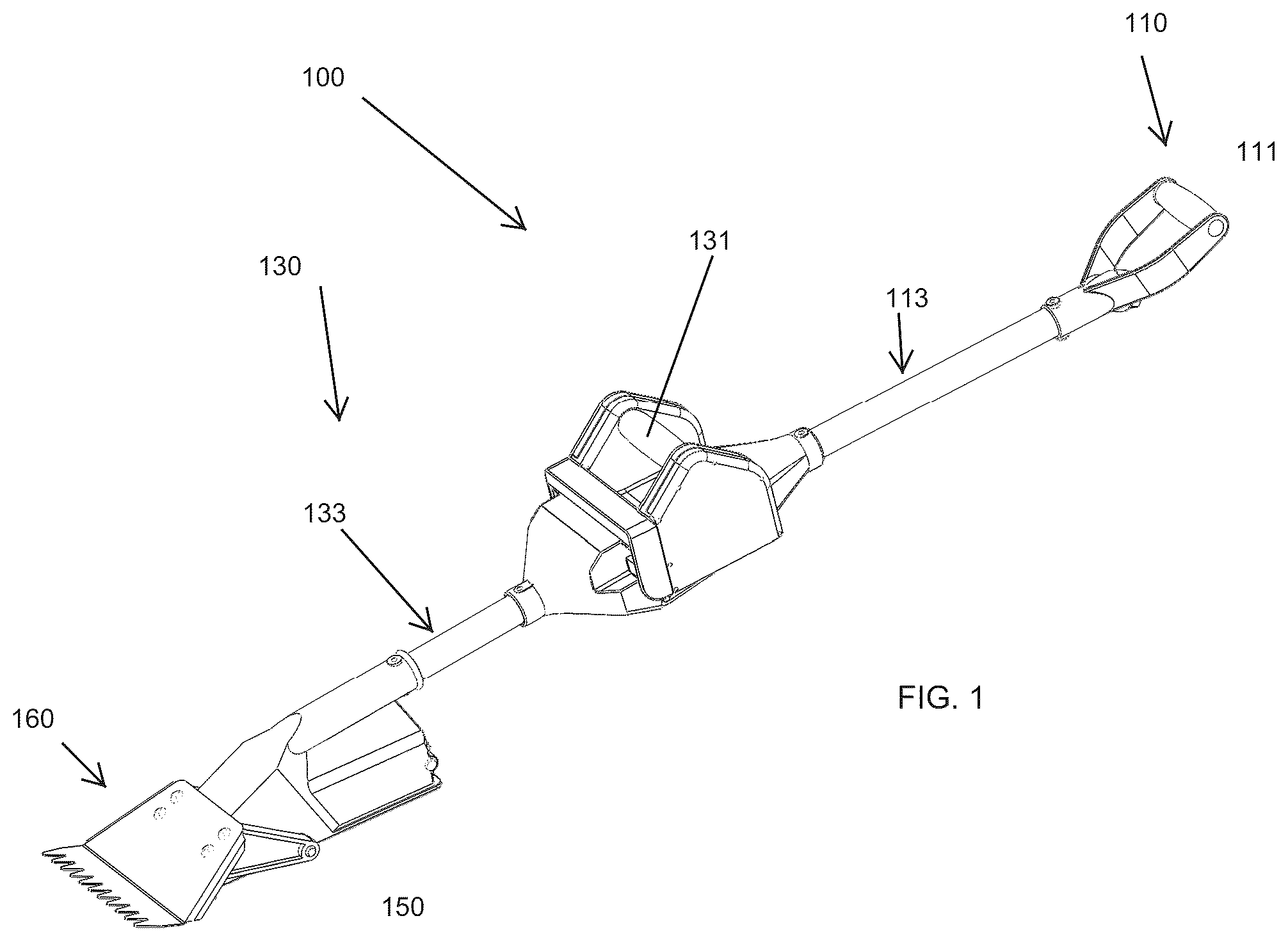 Patent US12098552 Figure 1 – Power tool system and method for removing roof shingles