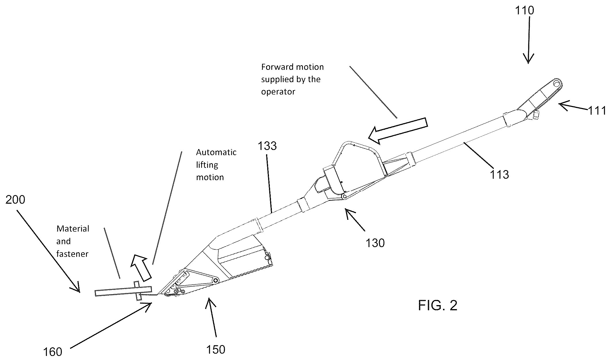 Patent US12098552 Figure 2 – Power tool system and method for removing roof shingles