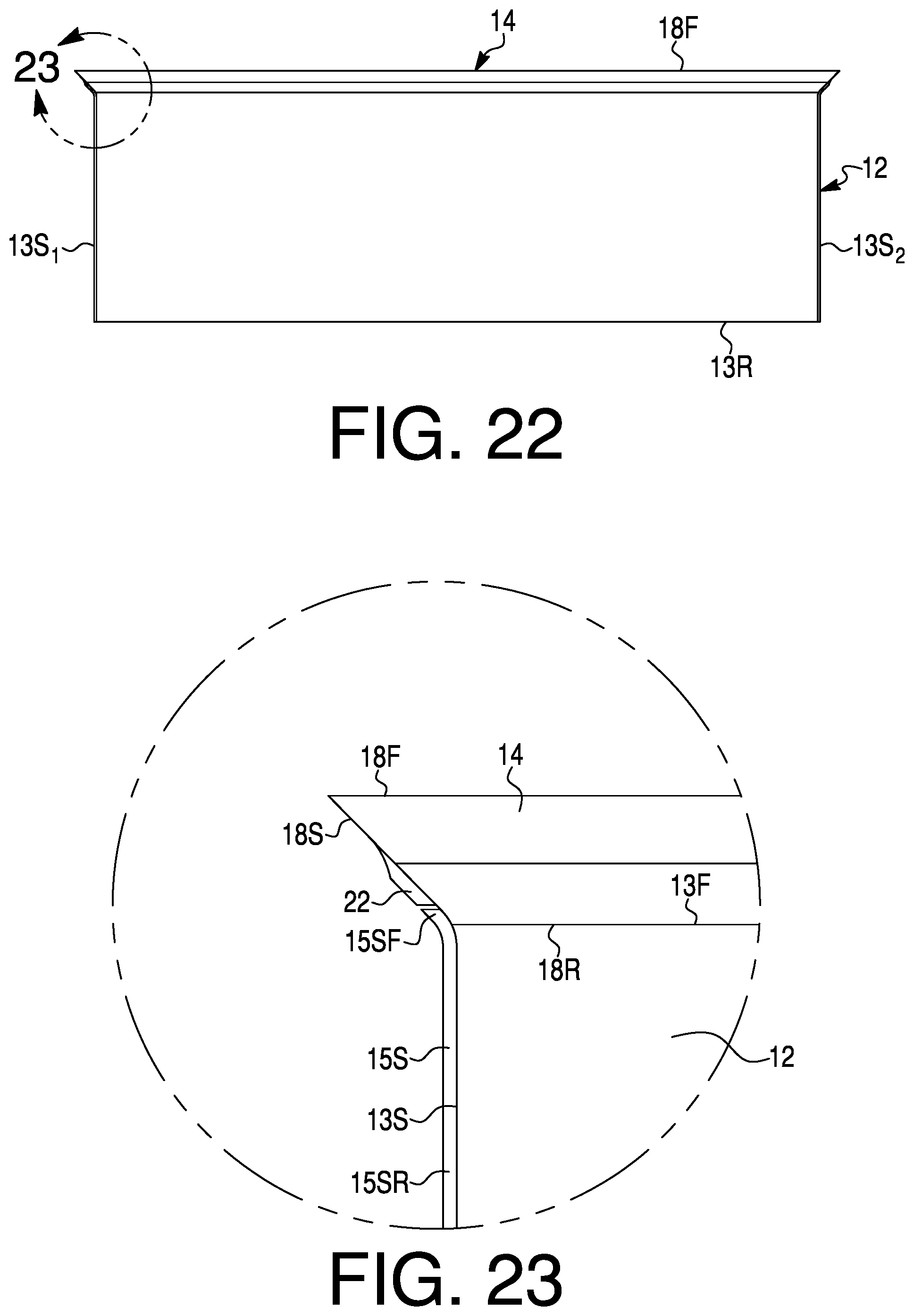 Patent US12098554 Figure 13 – Returned stair tread having moisture compensating joint and method for making the same