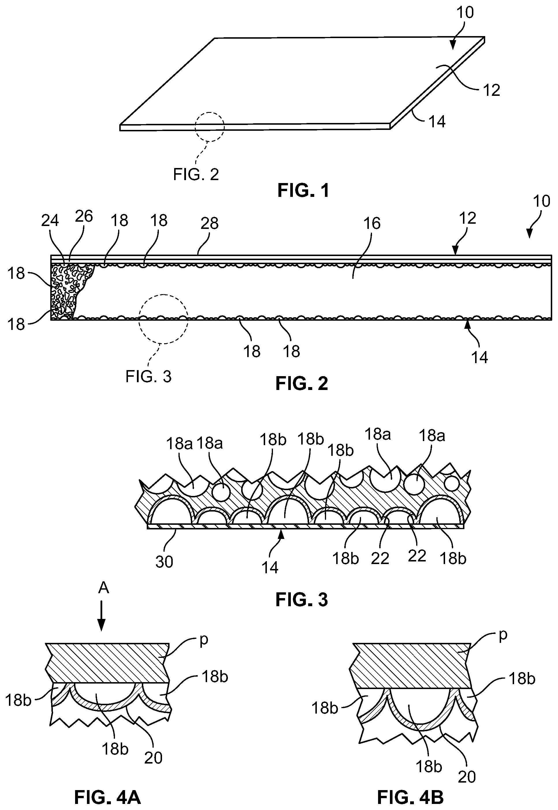 Patent US12098558 Figure 1 – Flooring panel equipped with quick-release adhesive sheet
