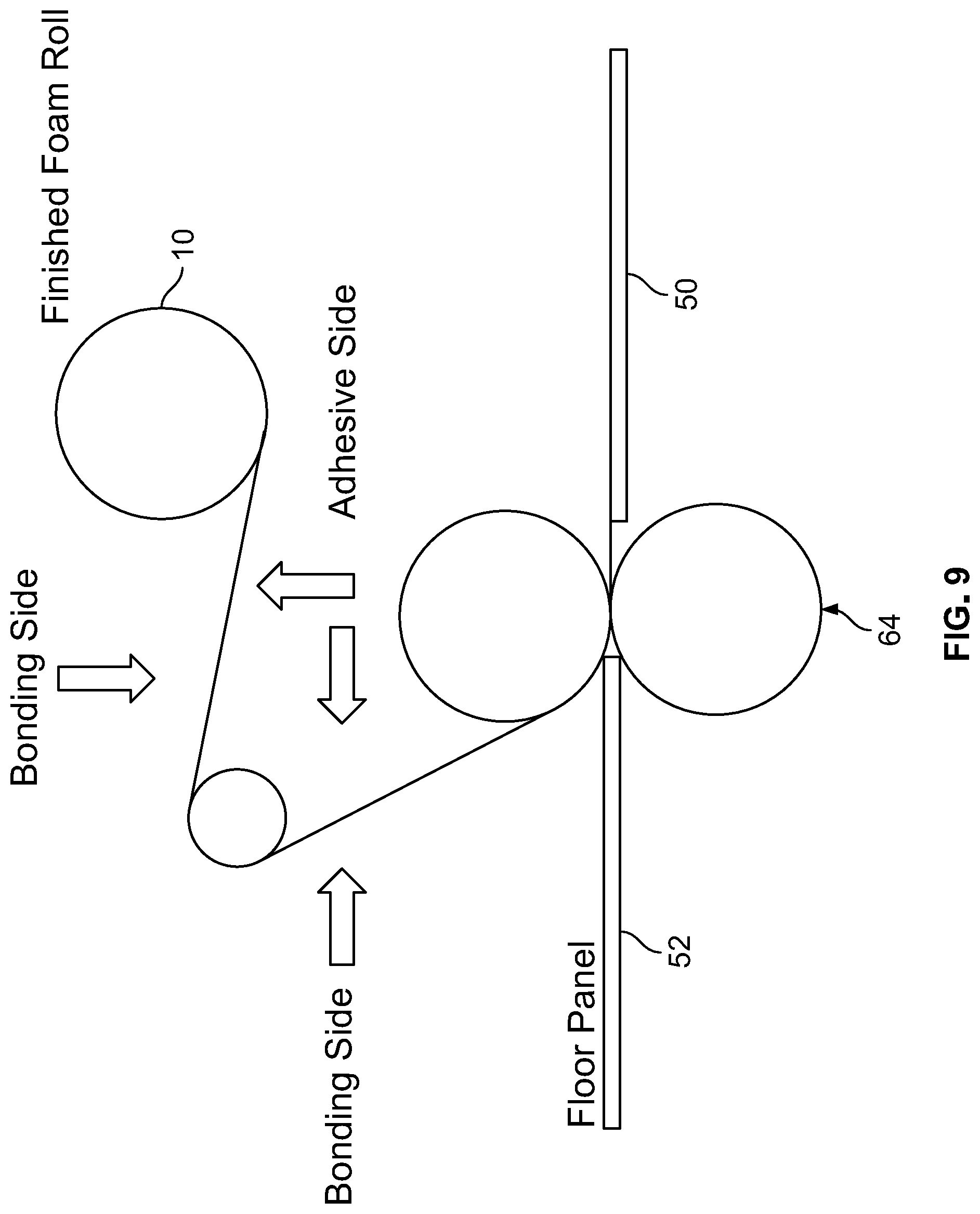 Patent US12098558 Figure 4 – Flooring panel equipped with quick-release adhesive sheet