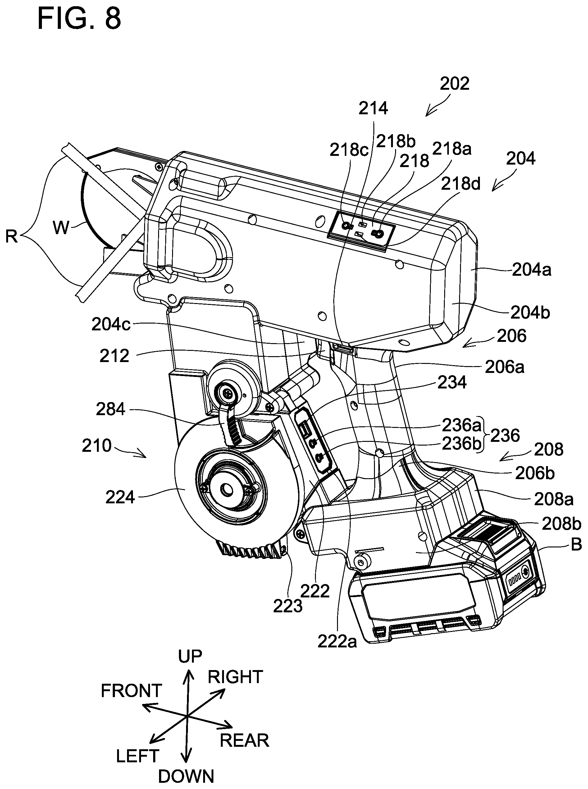 Patent US12098560 Figure 8 – Rebar tying tool
