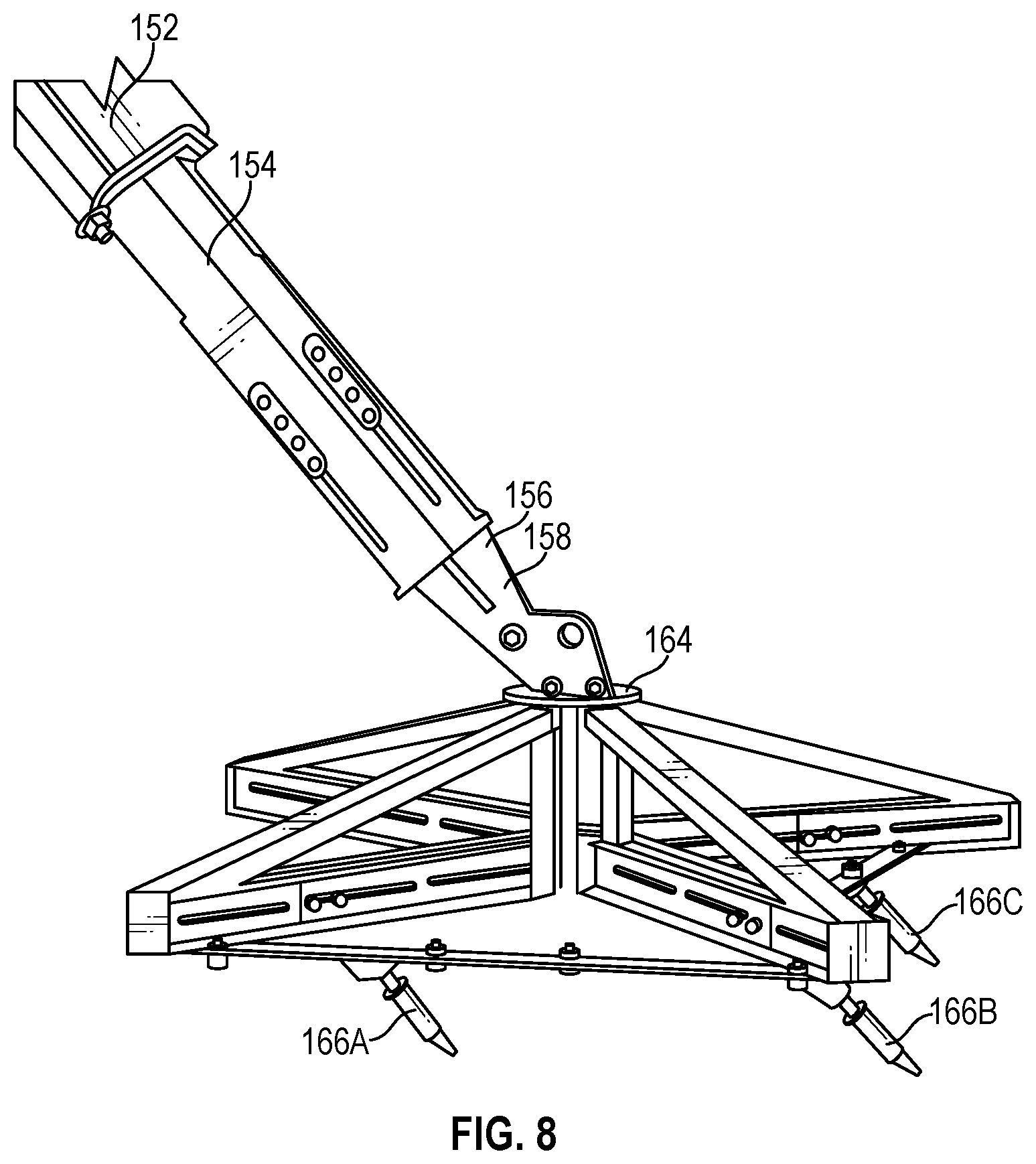 Patent US12098561 Figure 8 – Temporary brace system for a structure