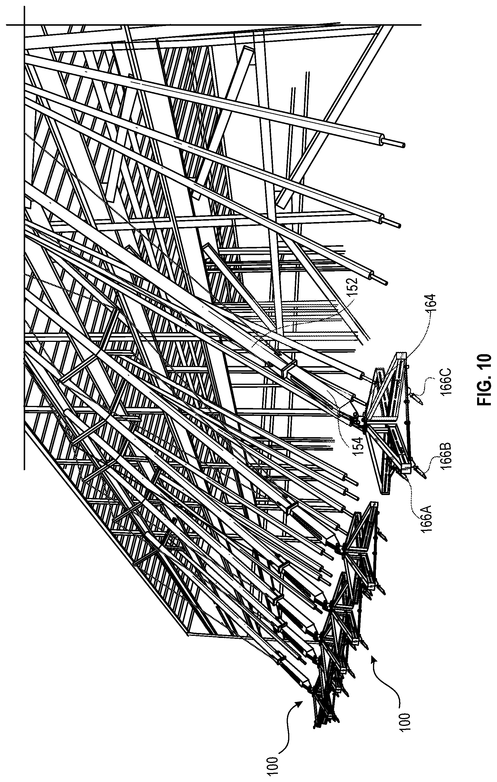 Patent US12098561 Figure 10 – Temporary brace system for a structure