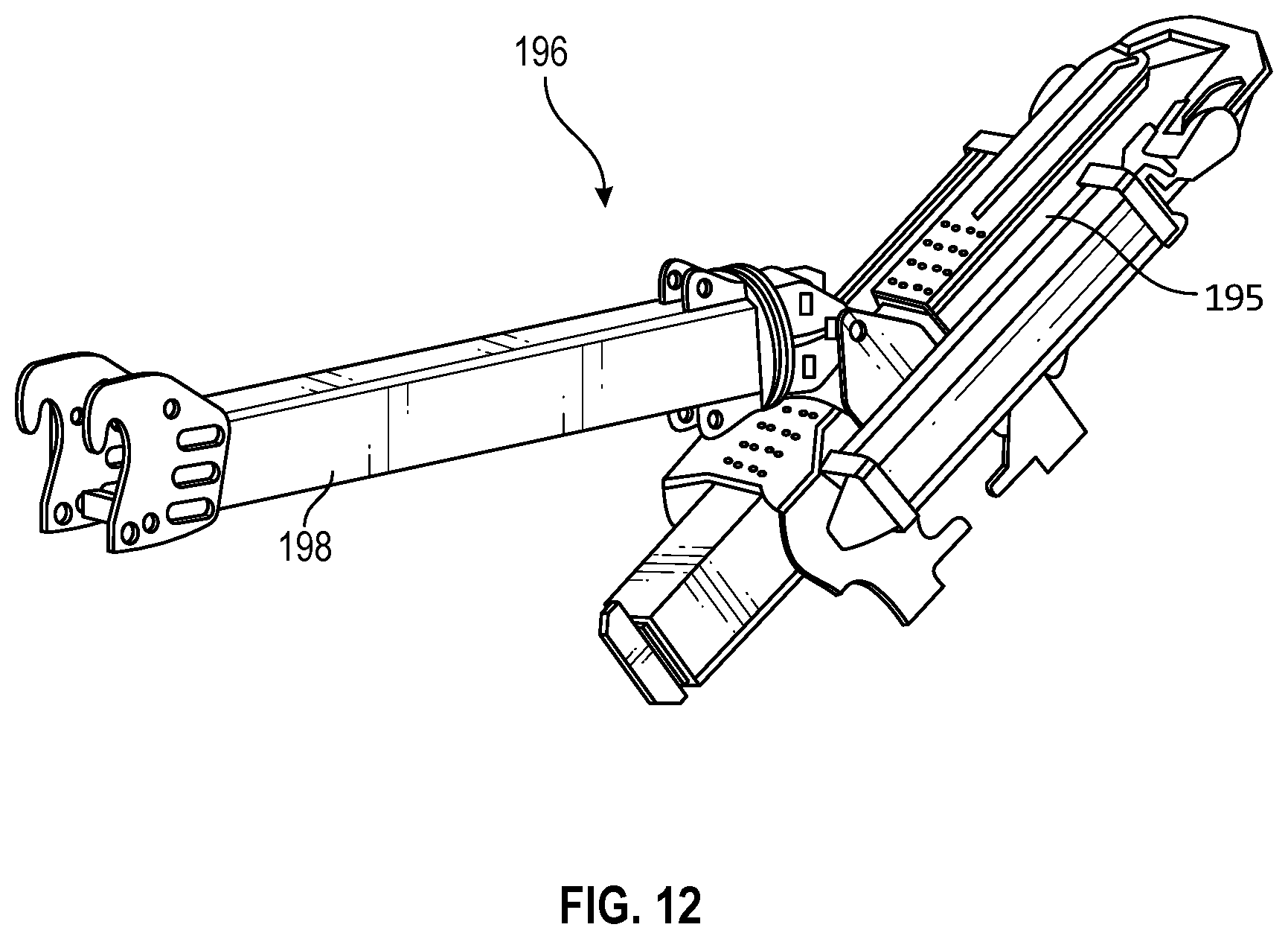 Patent US12098561 Figure 12 – Temporary brace system for a structure