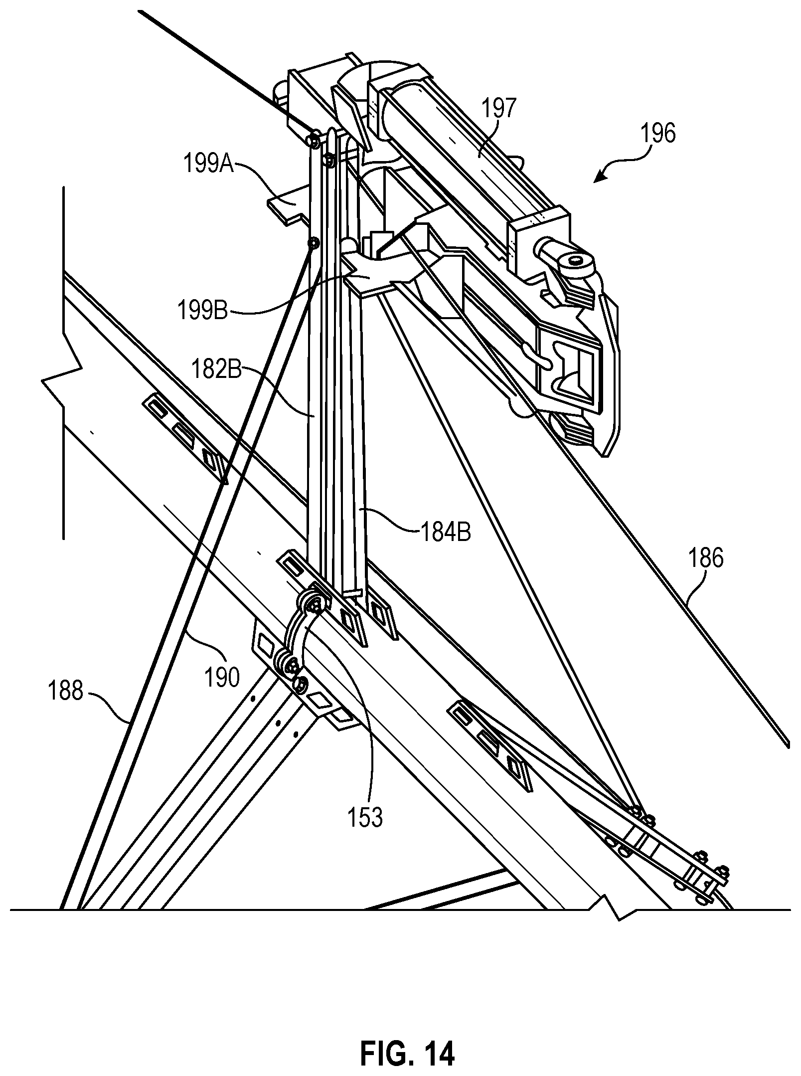 Patent US12098561 Figure 14 – Temporary brace system for a structure