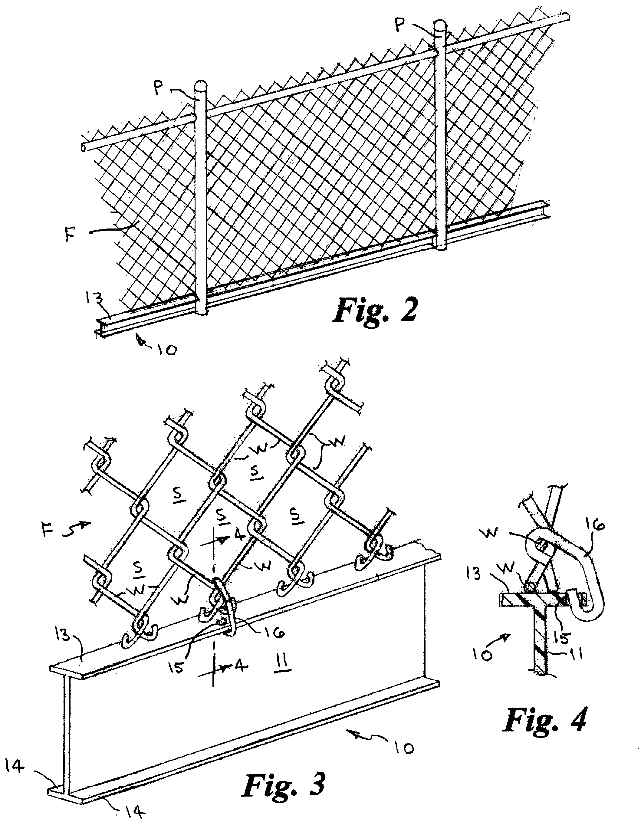 Patent US12098566 Figure 2 – Trimmer line shield for chain link fences