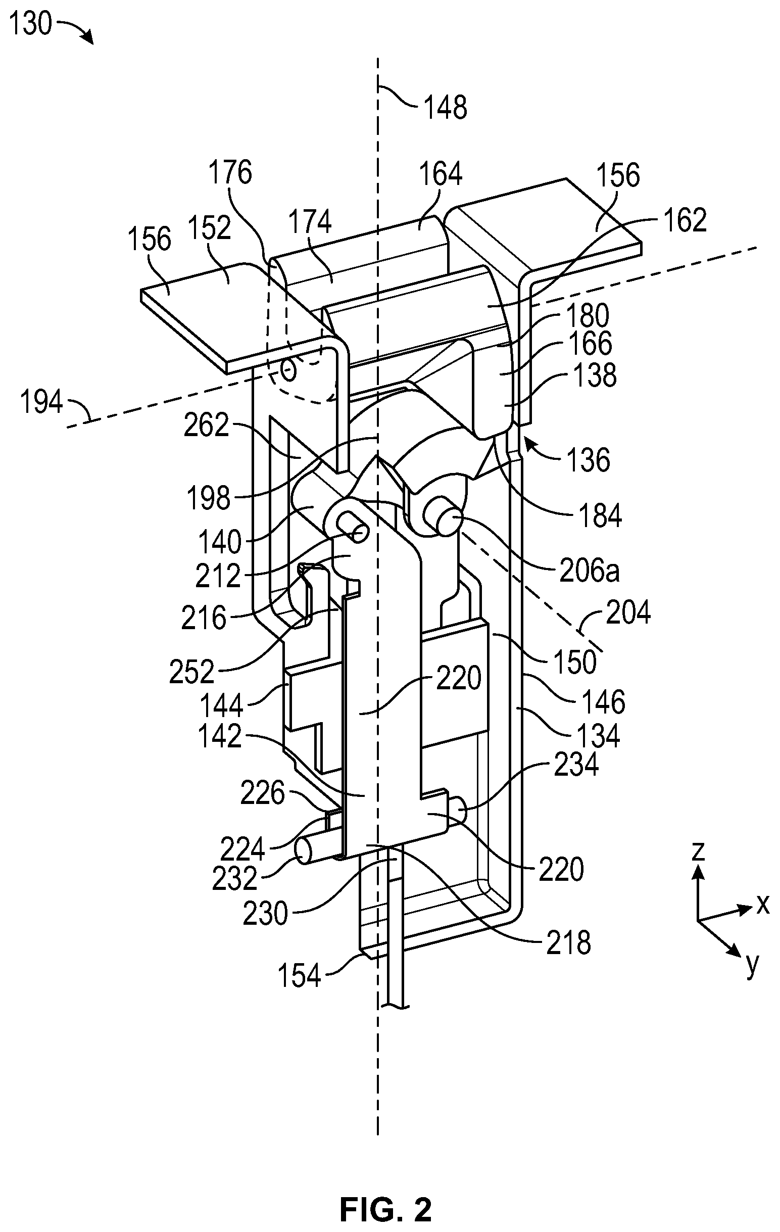 Patent US12098575 Figure 2 – Transverse concealed latch system
