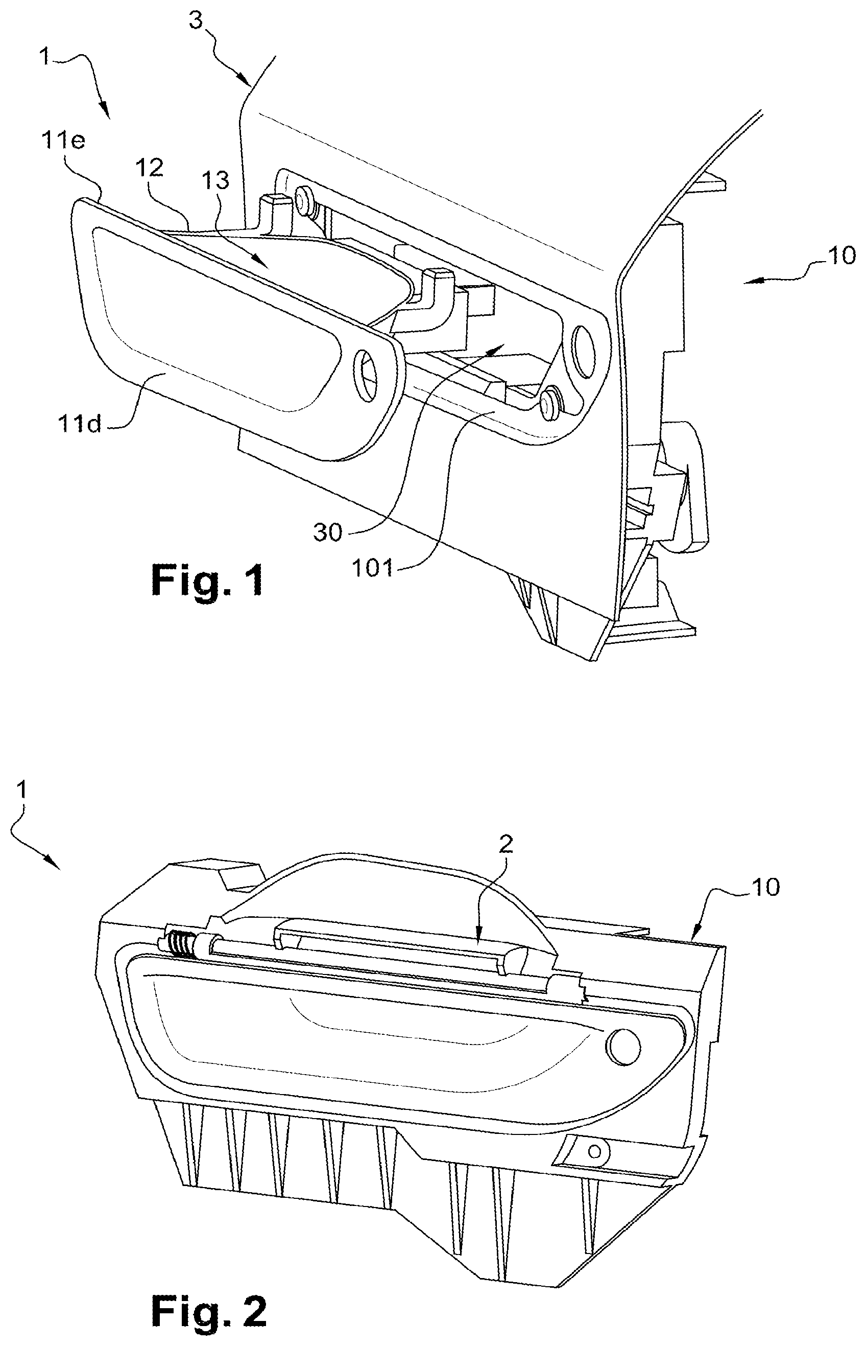 Patent US12098578 Figure 1 – Door leaf handle device, in particular for vehicle