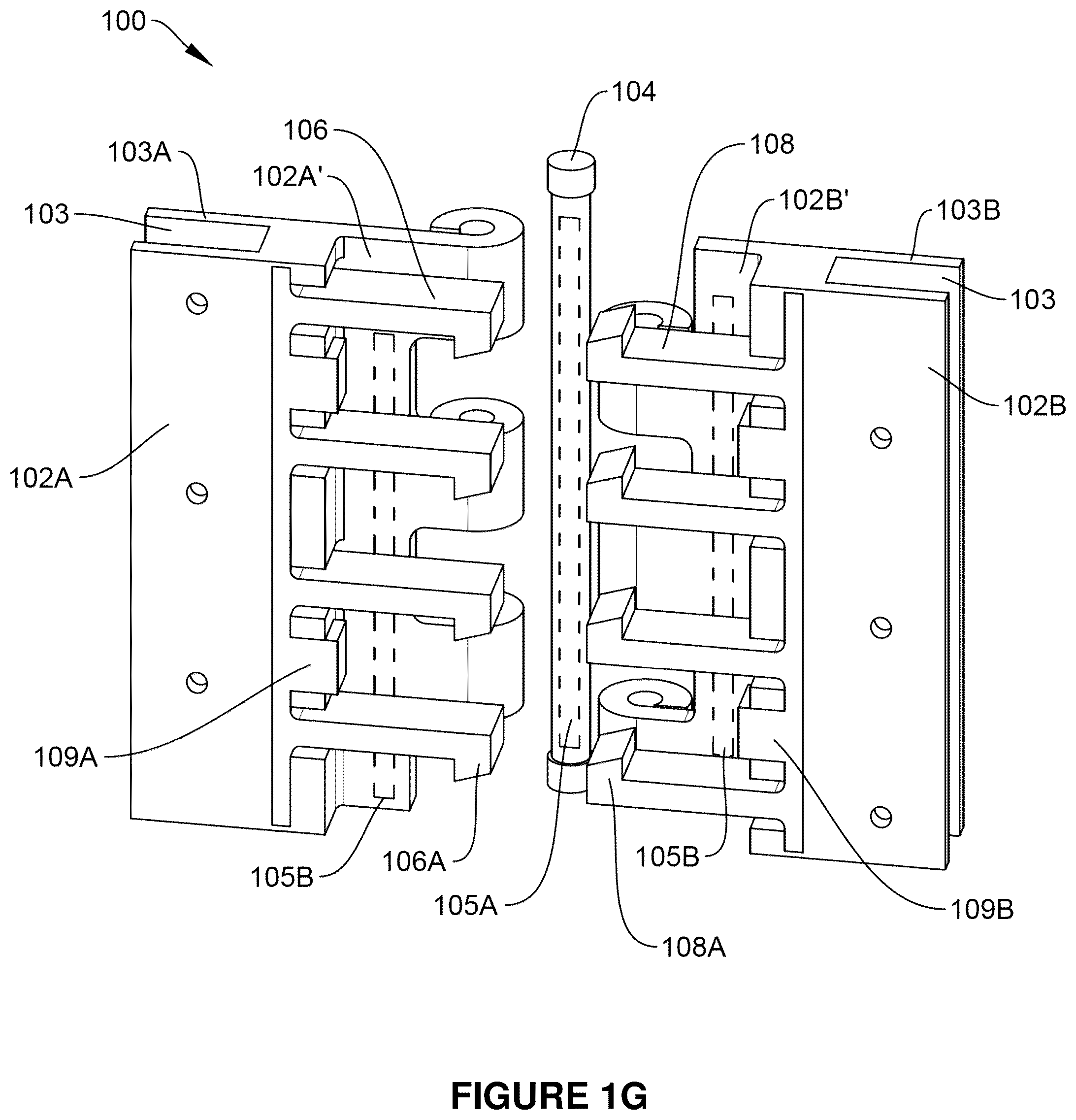 Patent US12098579 Figure 4 – Latching hinge system, method and apparatus