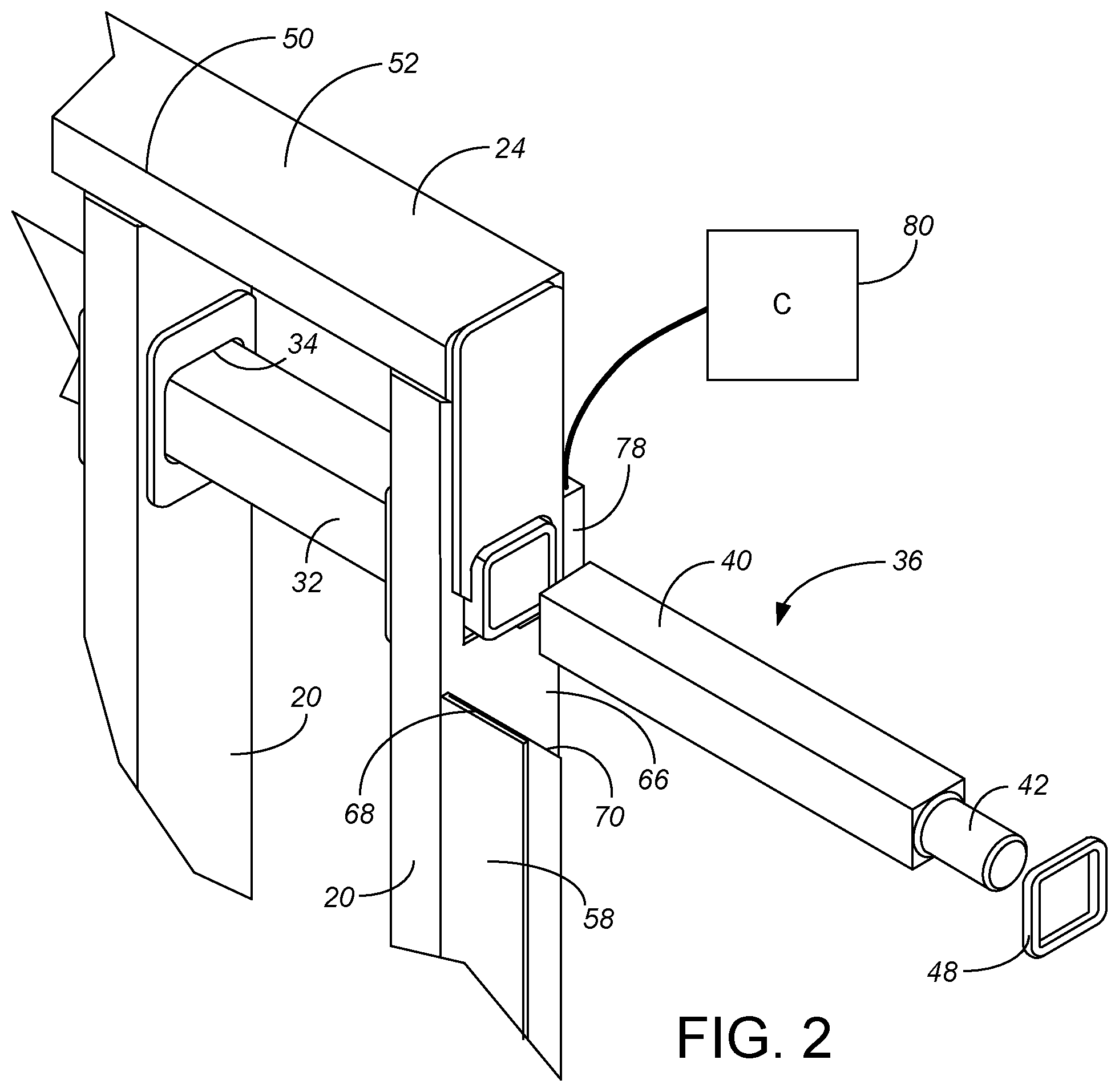 Patent US12098585 Figure 2 – Powered garage door