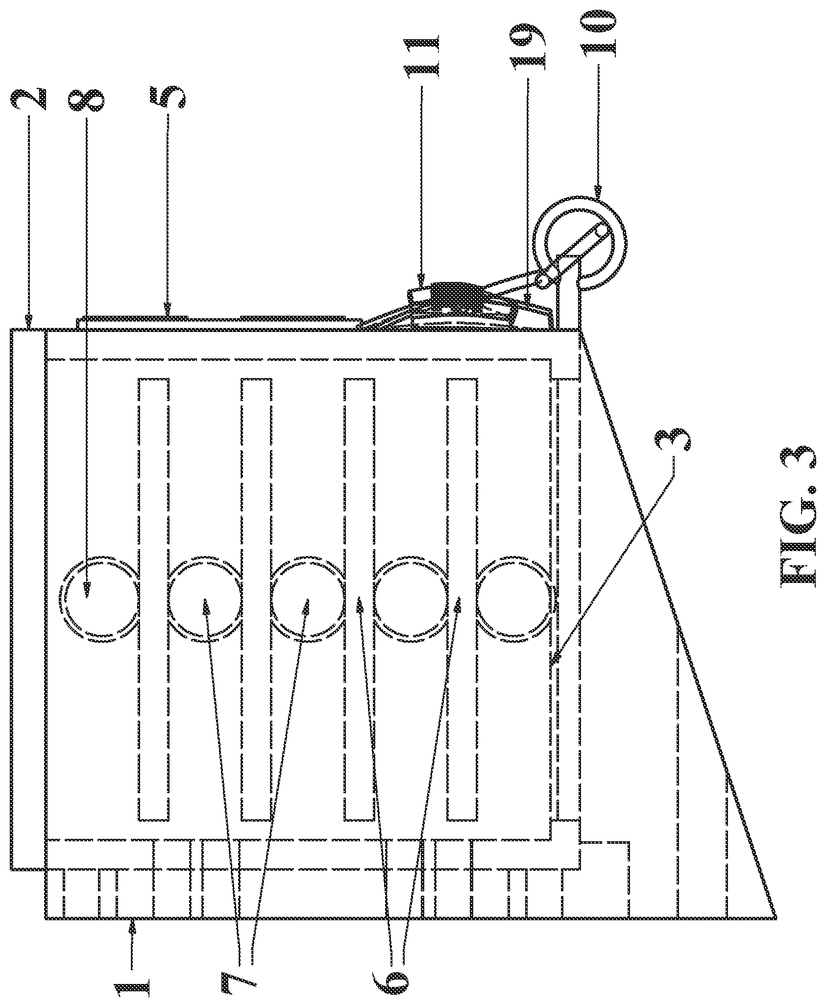 Patent US12098590 Figure 3 – Bullet-resistant entranceway curtain security device