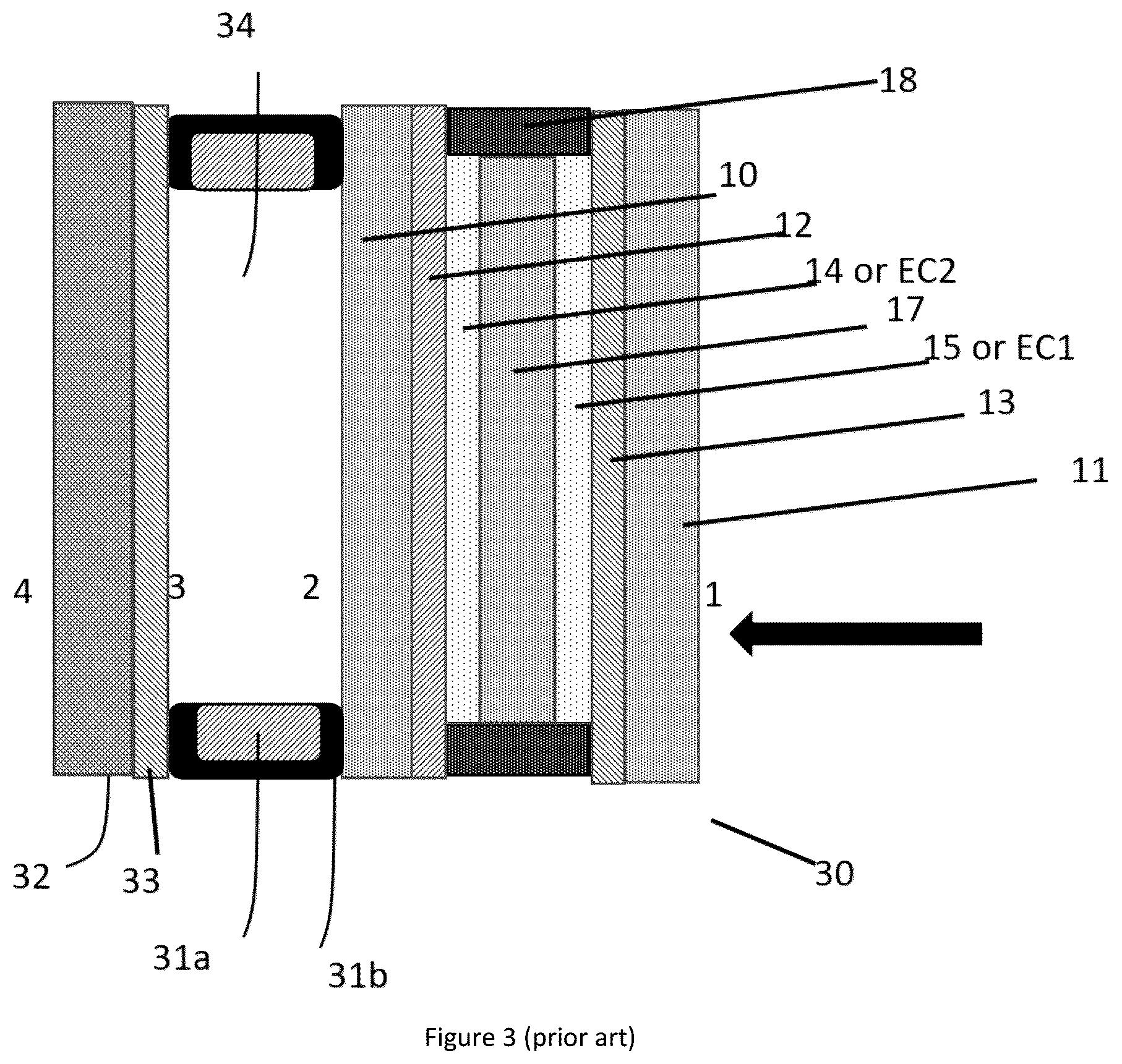 Patent US12098591 Figure 3 – Insulated glass units with variable light transmission structures
