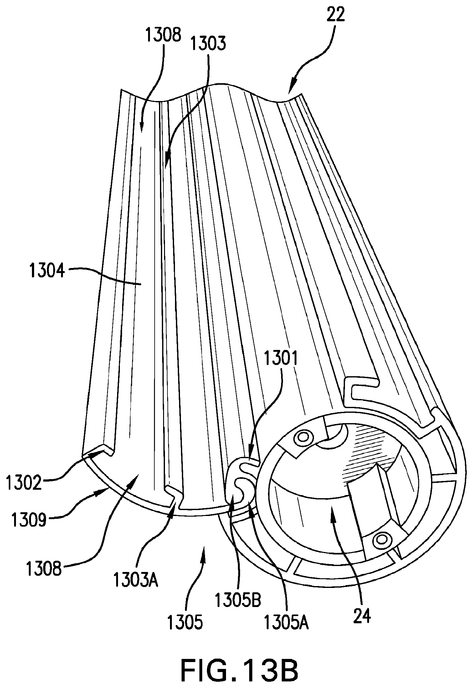 Patent US12098592 Figure 13 – Roll-up coverings for architectural openings and related methods, systems and devices