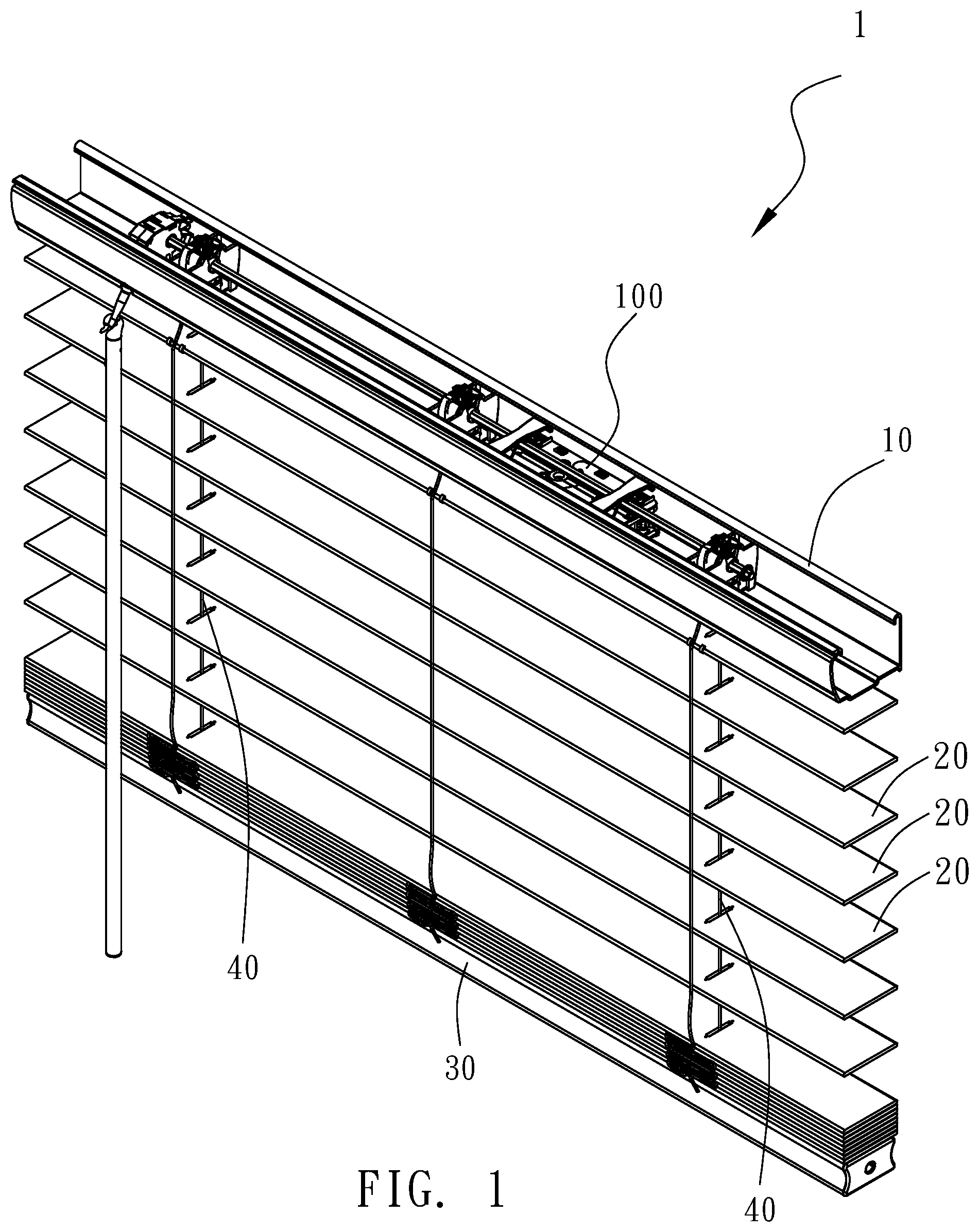Patent US12098593 Figure 1 – Cord retractor and window covering having same