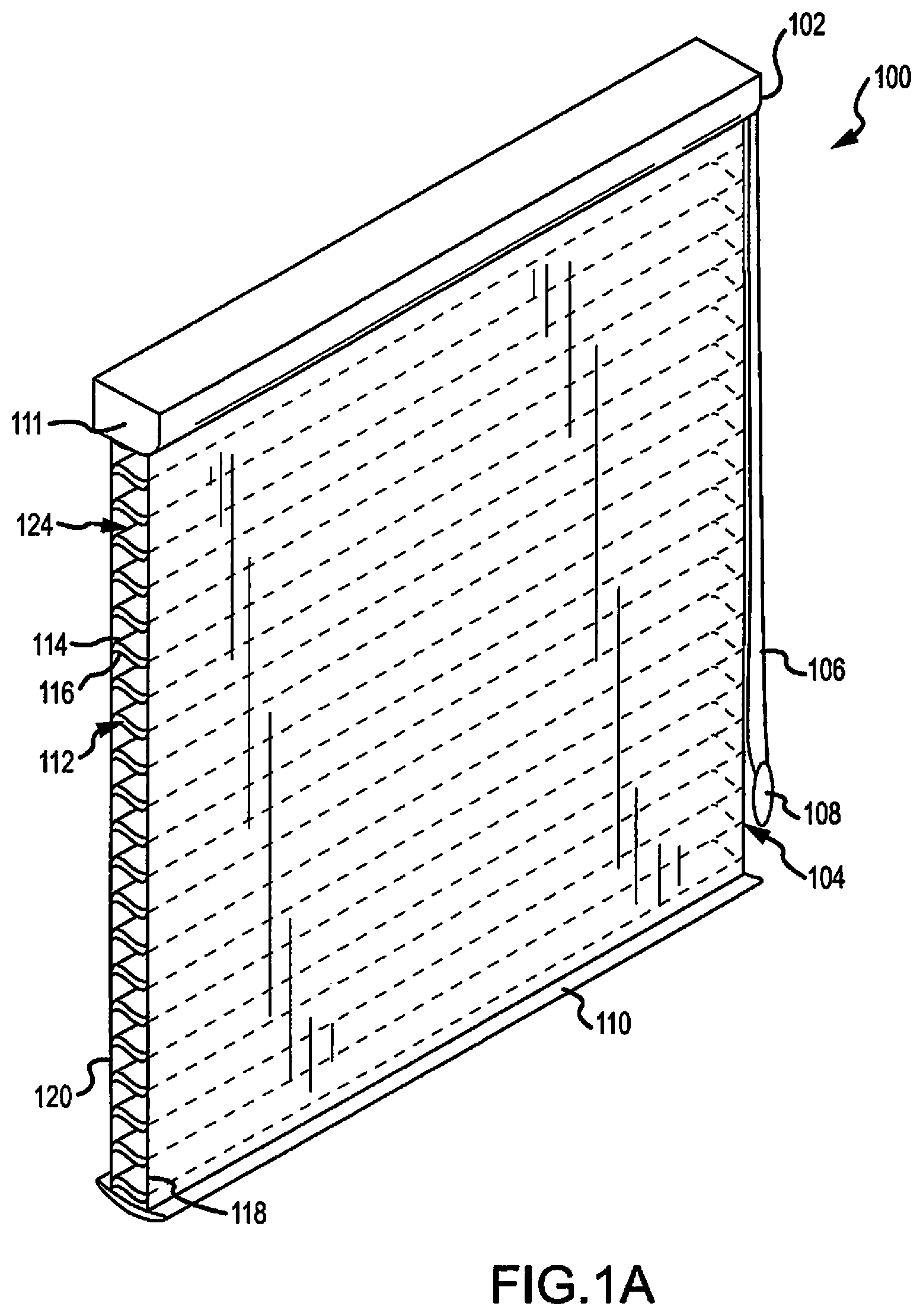 Patent US12098594 Figure 1 – Covering for architectural openings with coordinated vane sets