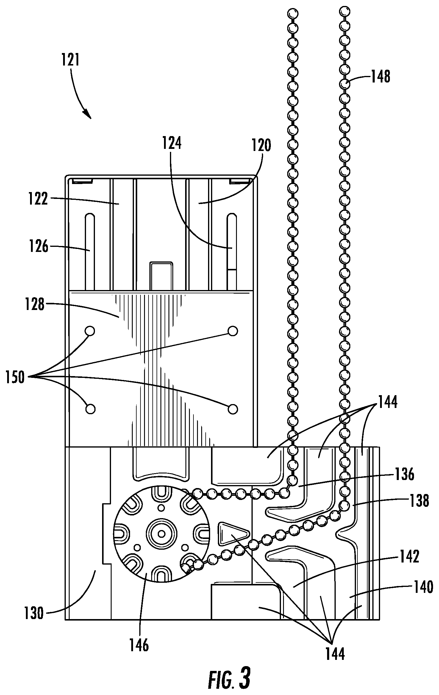 Patent US12098595 Figure 3 – Motor drive system for window covering system with continuous cord loop