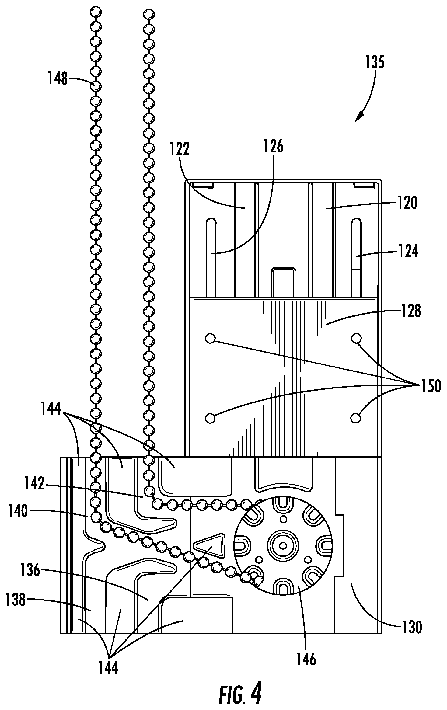 Patent US12098595 Figure 4 – Motor drive system for window covering system with continuous cord loop