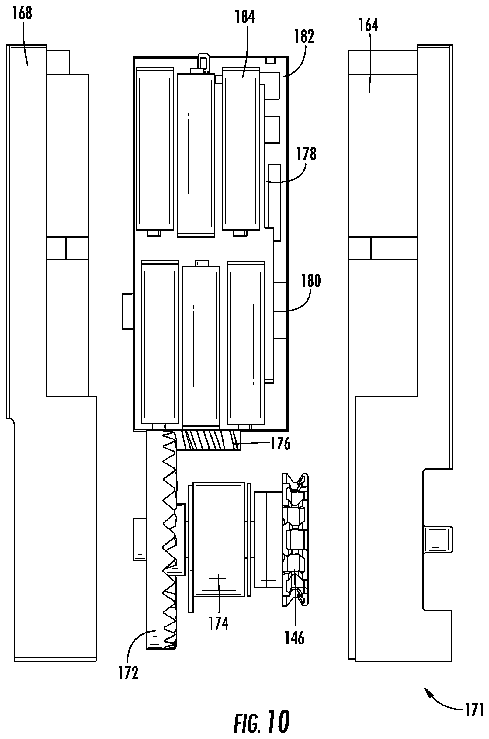 Patent US12098595 Figure 10 – Motor drive system for window covering system with continuous cord loop