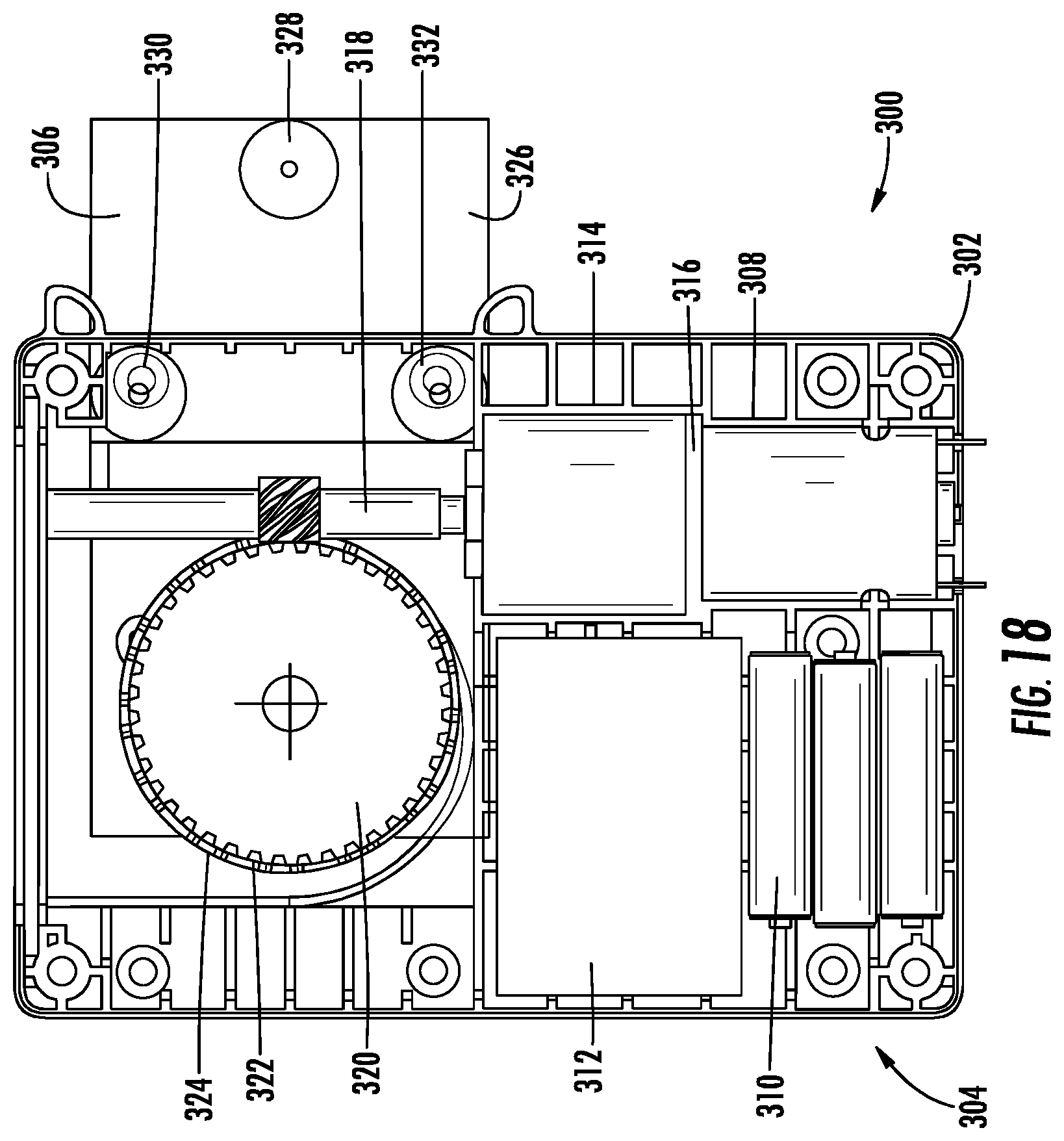 Patent US12098595 Figure 18 – Motor drive system for window covering system with continuous cord loop